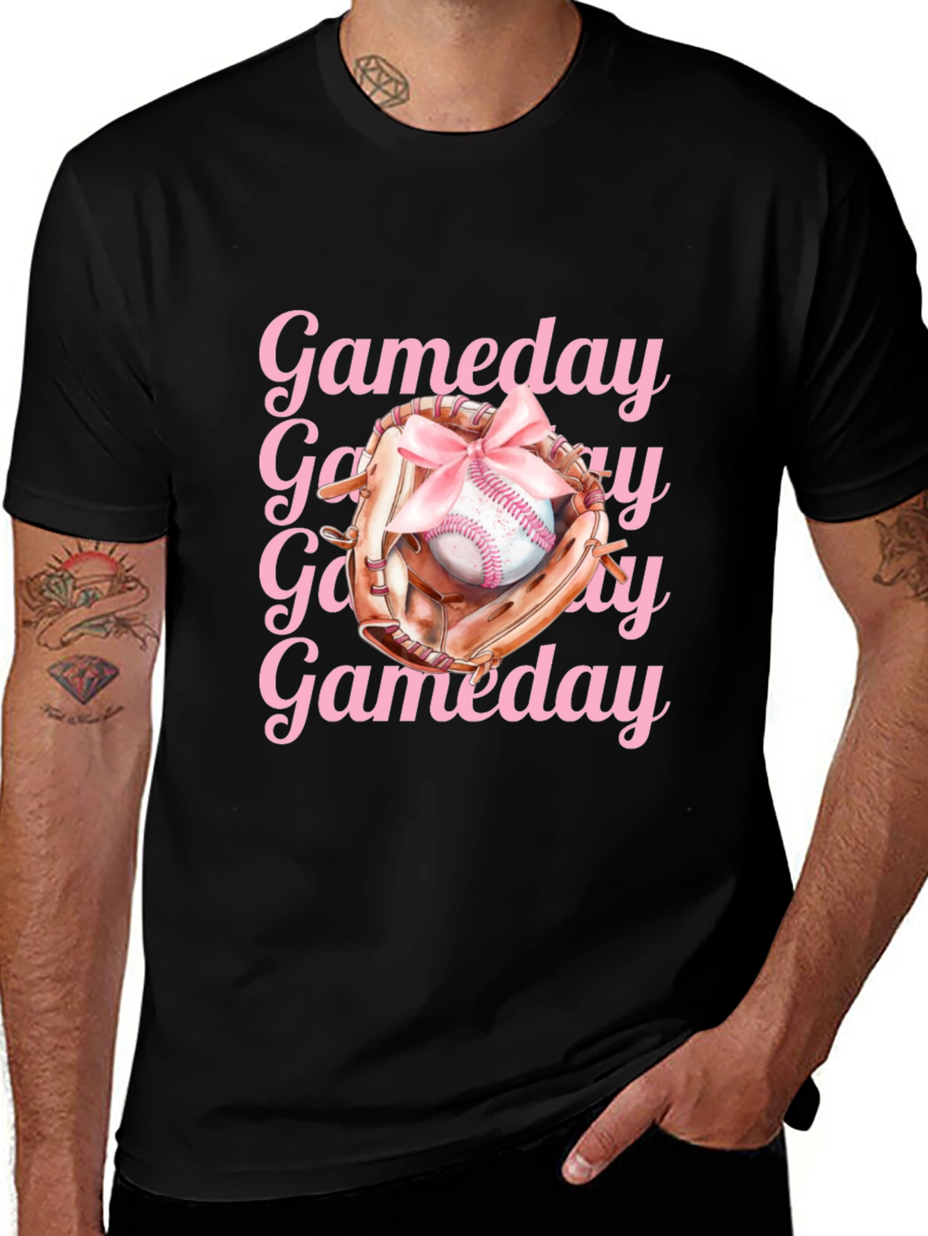 Variant 6 of Gameday Baseball Tee - Pink Ribbon Design