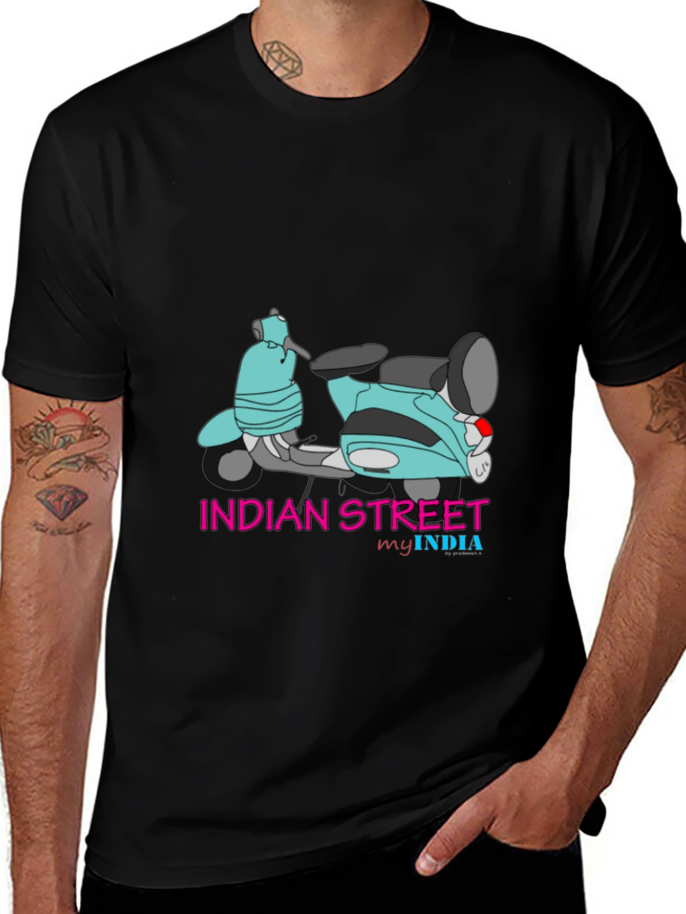Variant 14 of Indian Street Scooter Graphic T-Shirt - Stylish & Unique