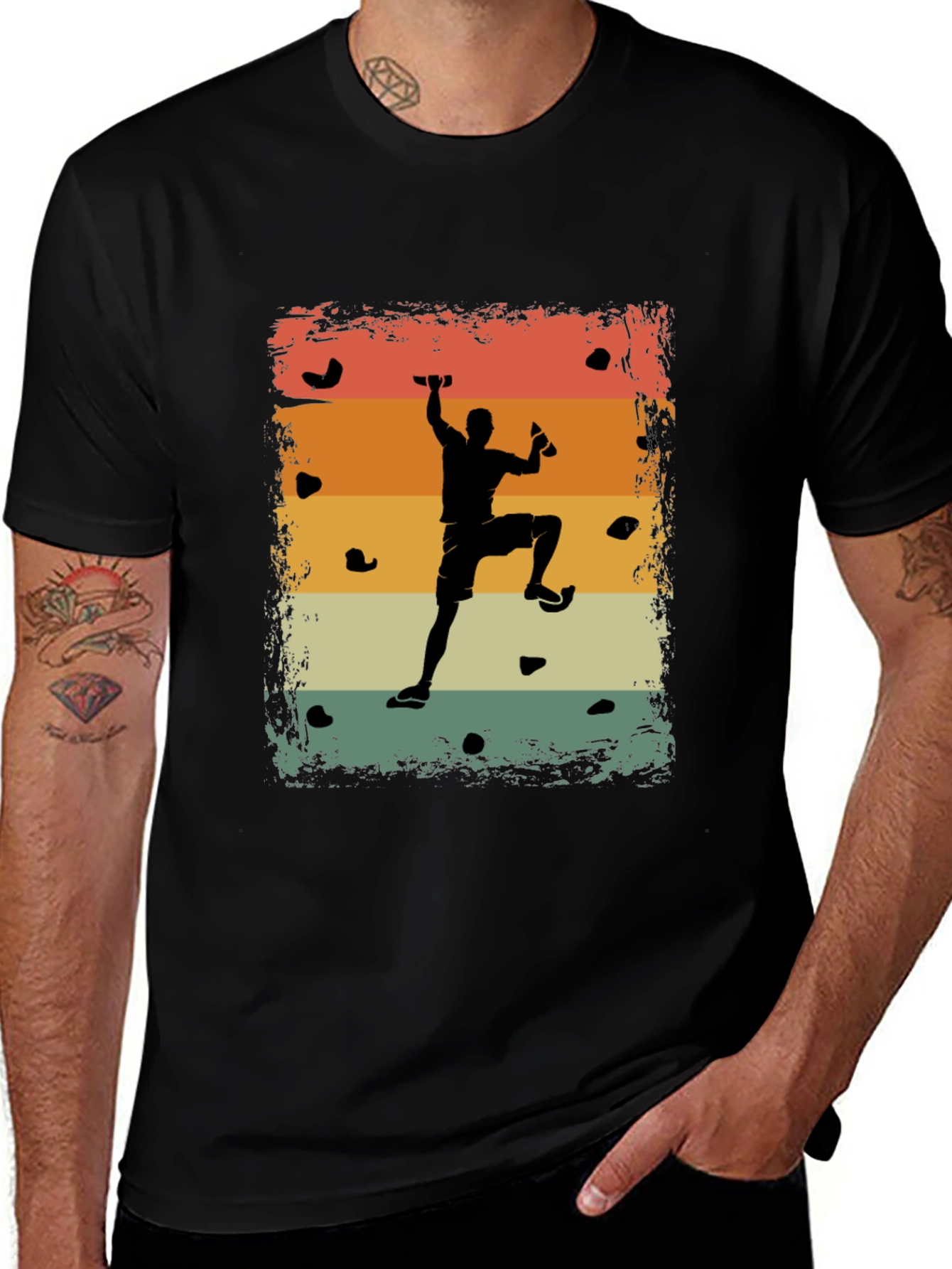 Variant 8 of Retro Rock Climber T-Shirt - Black