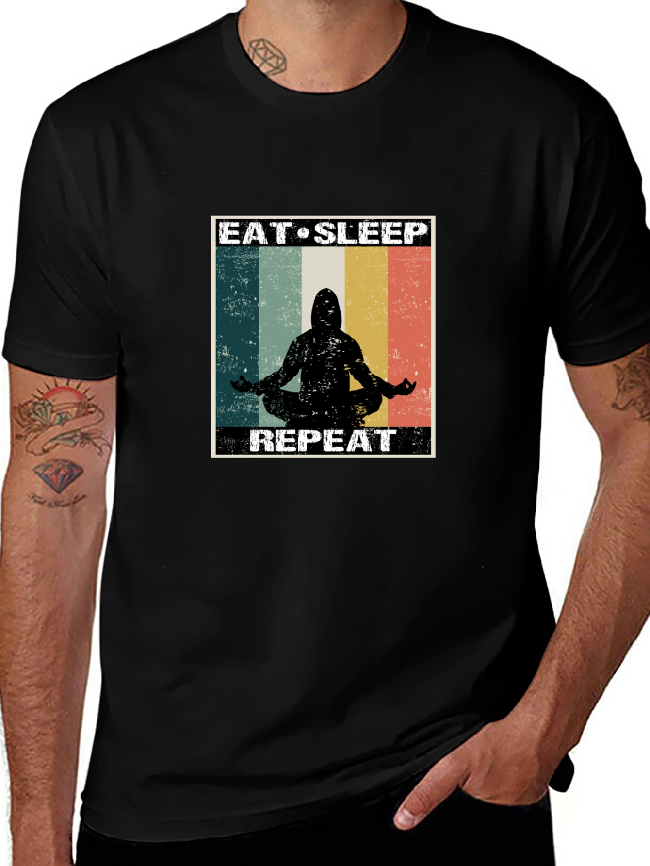 Variant 30 of Eat Sleep Meditate Repeat Black T-Shirt
