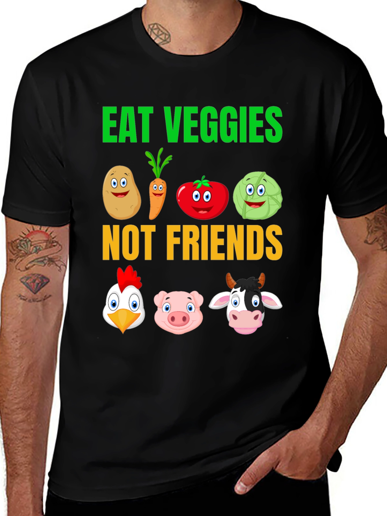 Variant 20 of Eat Veggies Not Friends Graphic T-Shirt