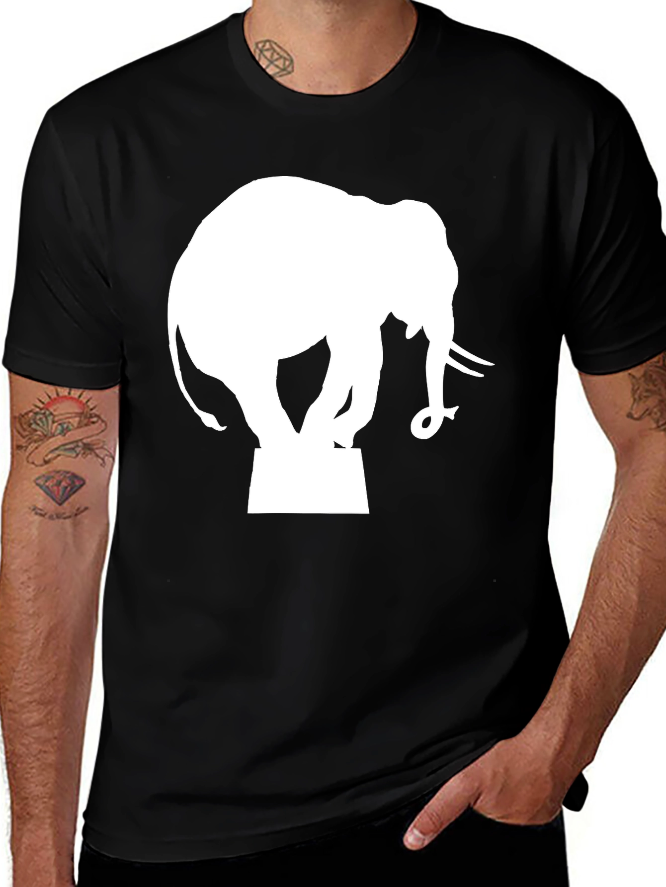 Variant 14 of Elephant Silhouette Graphic Tee - Black