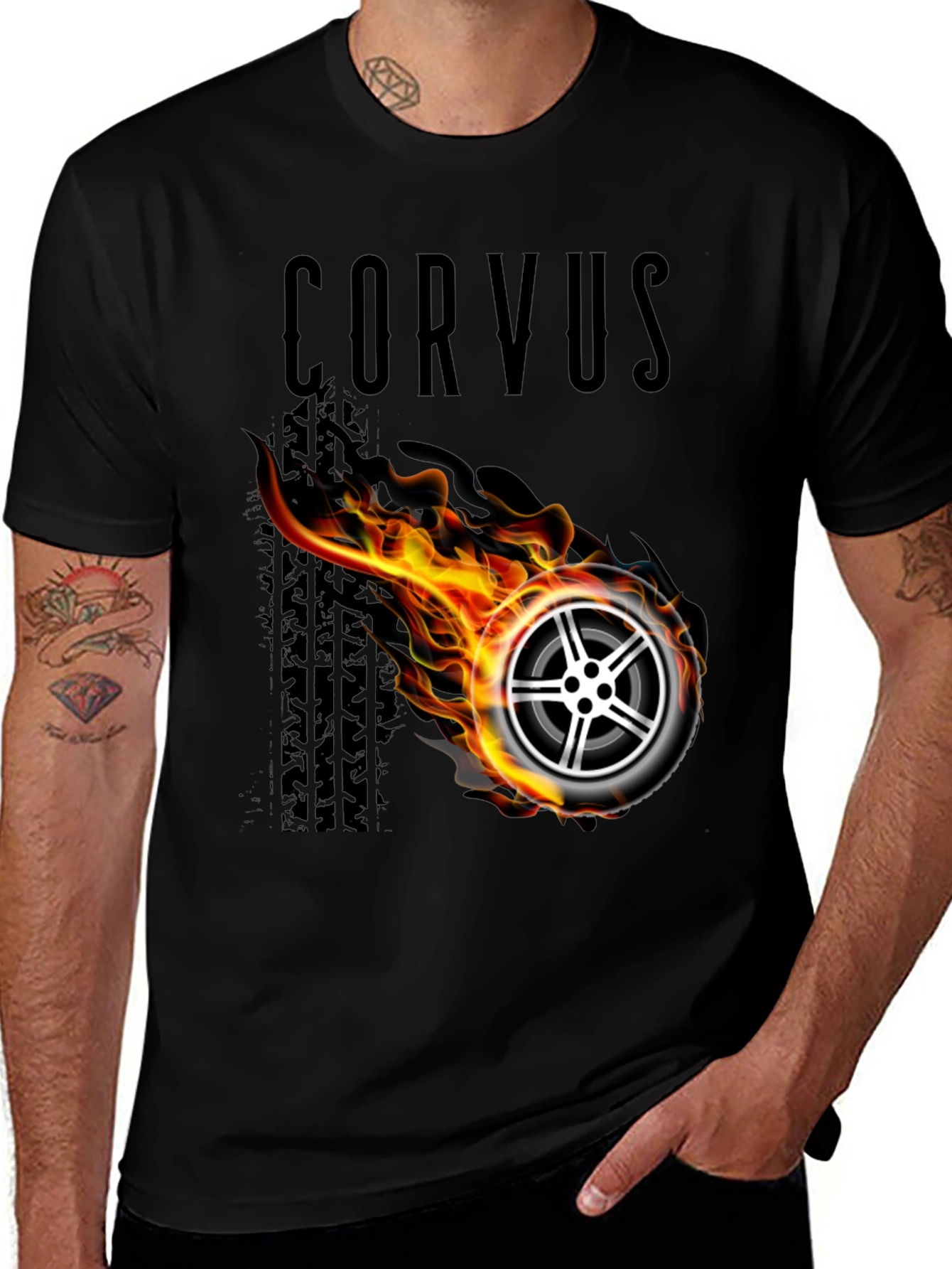 Variant 30 of Corvus Flaming Wheel Black T-Shirt