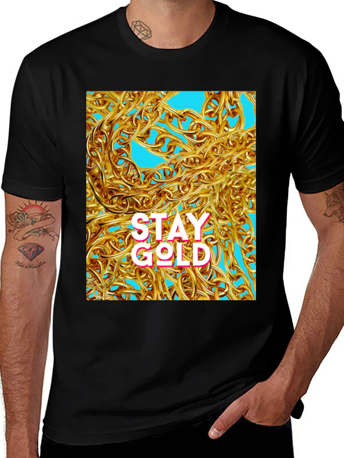 Variant 17 of Stay Gold Graphic Tee - Chain Design