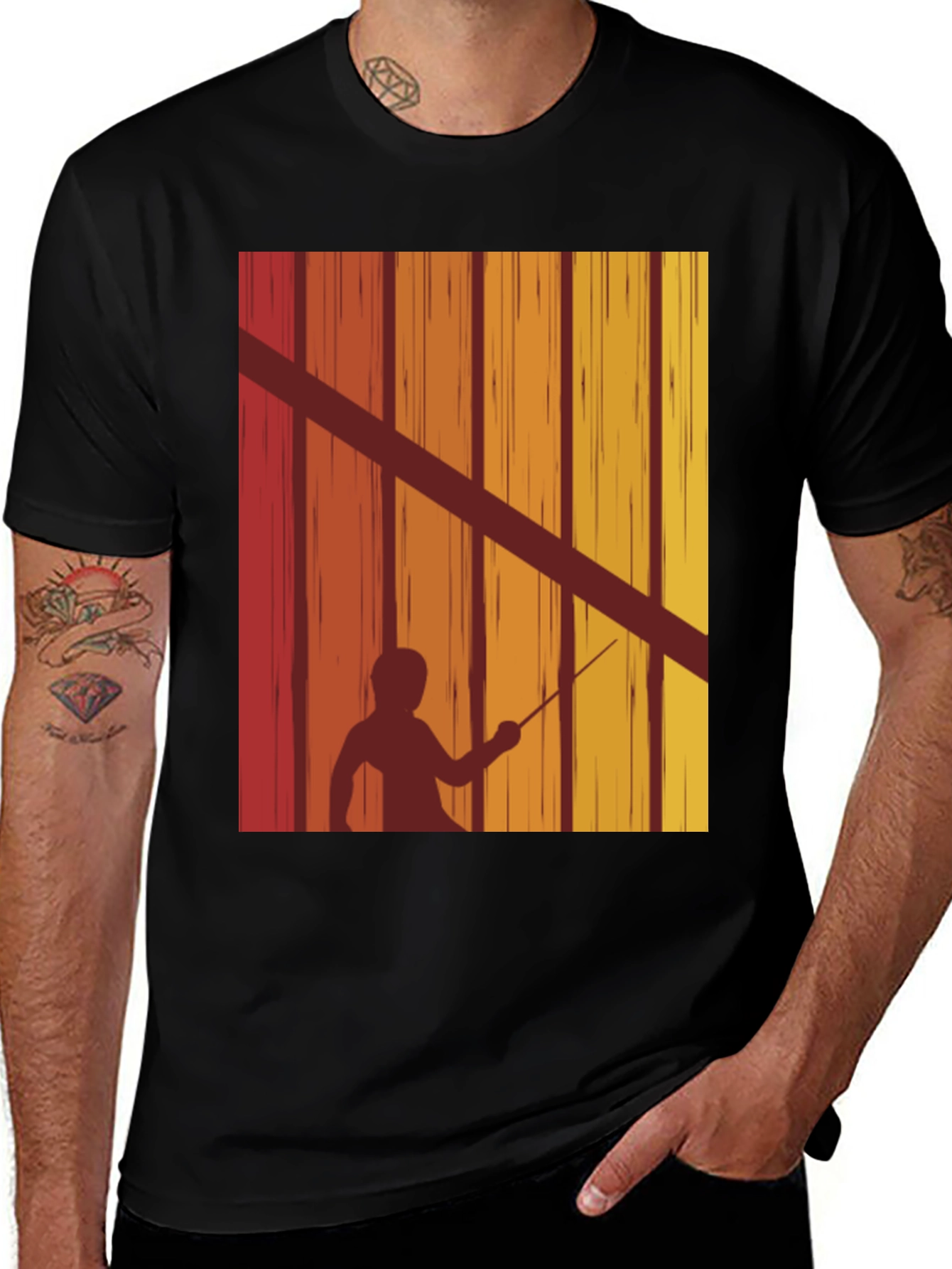 Variant 2 of Fencing Silhouette Retro T-Shirt