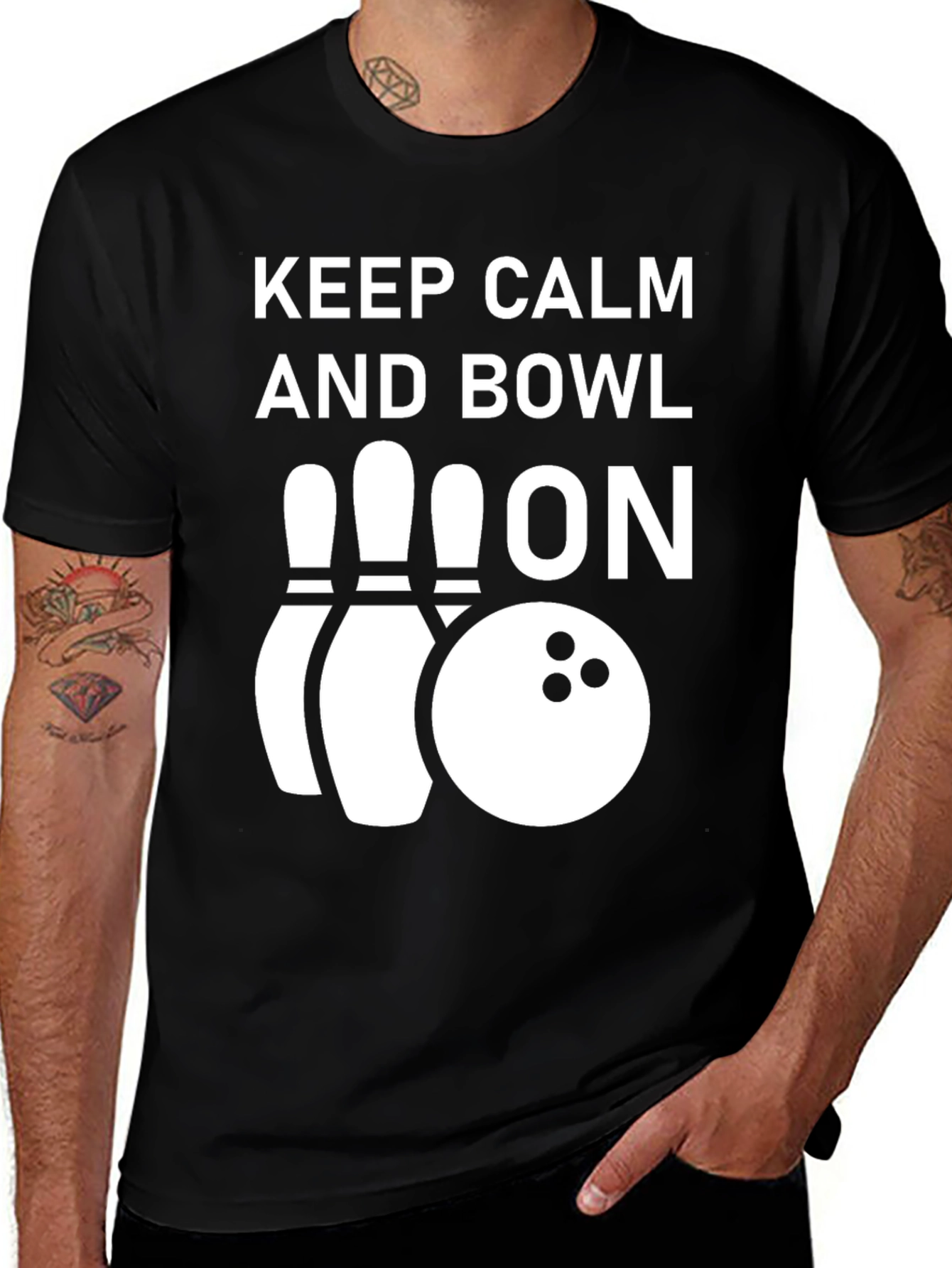 Variant 20 of Keep Calm and Bowl On Black T-Shirt