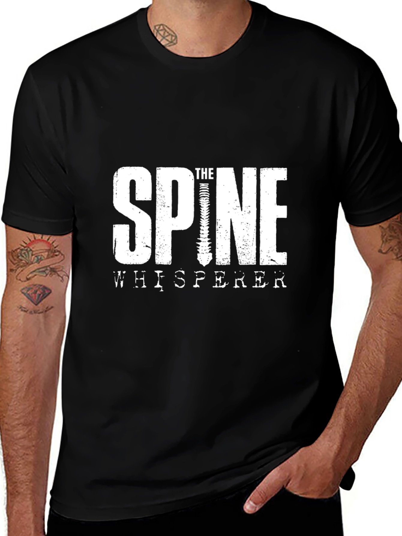 Variant 25 of The Spine Whisperer Graphic Tee - Black T-Shirt