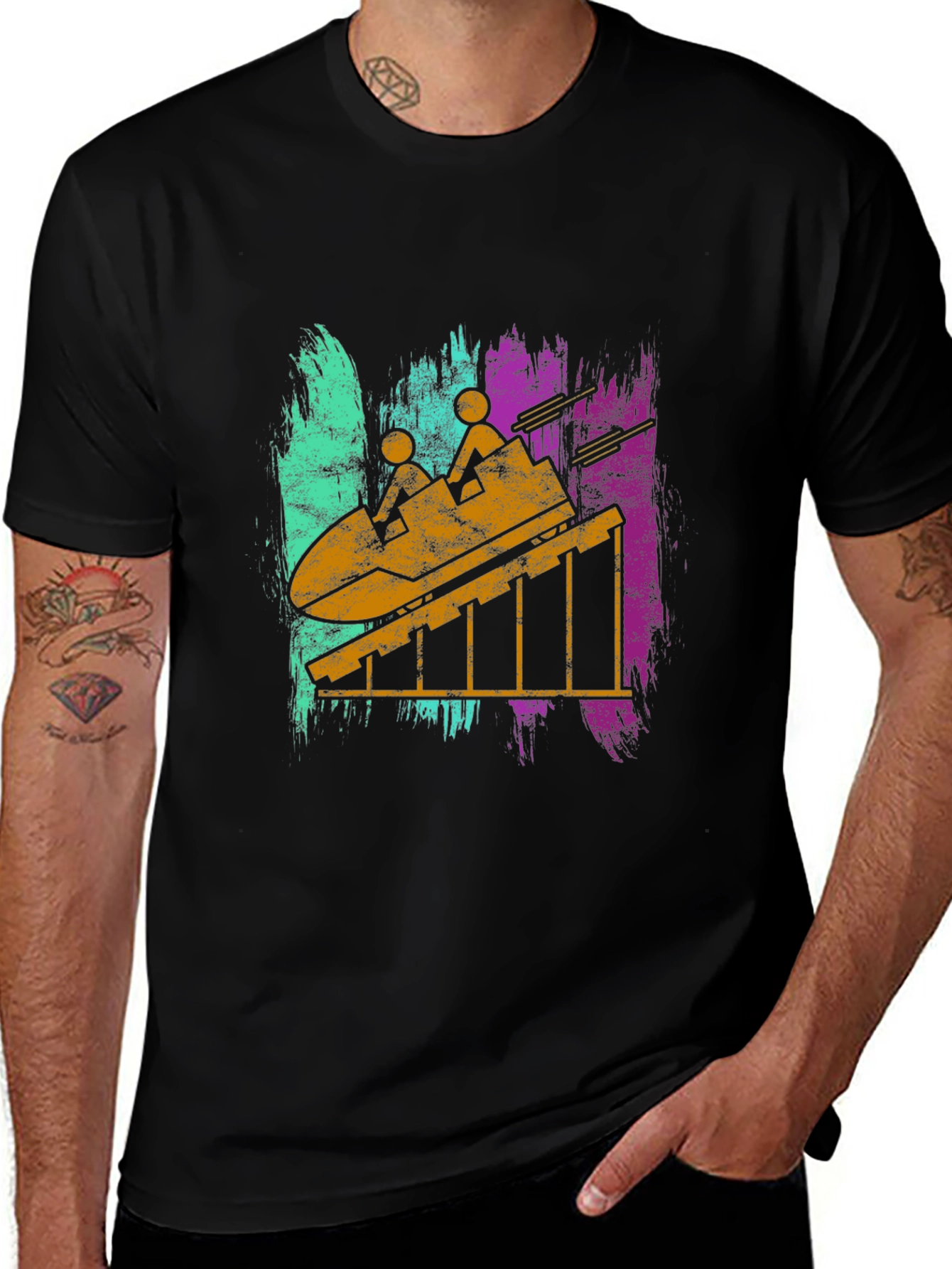 Retro Roller Coaster Graphic T-Shirt