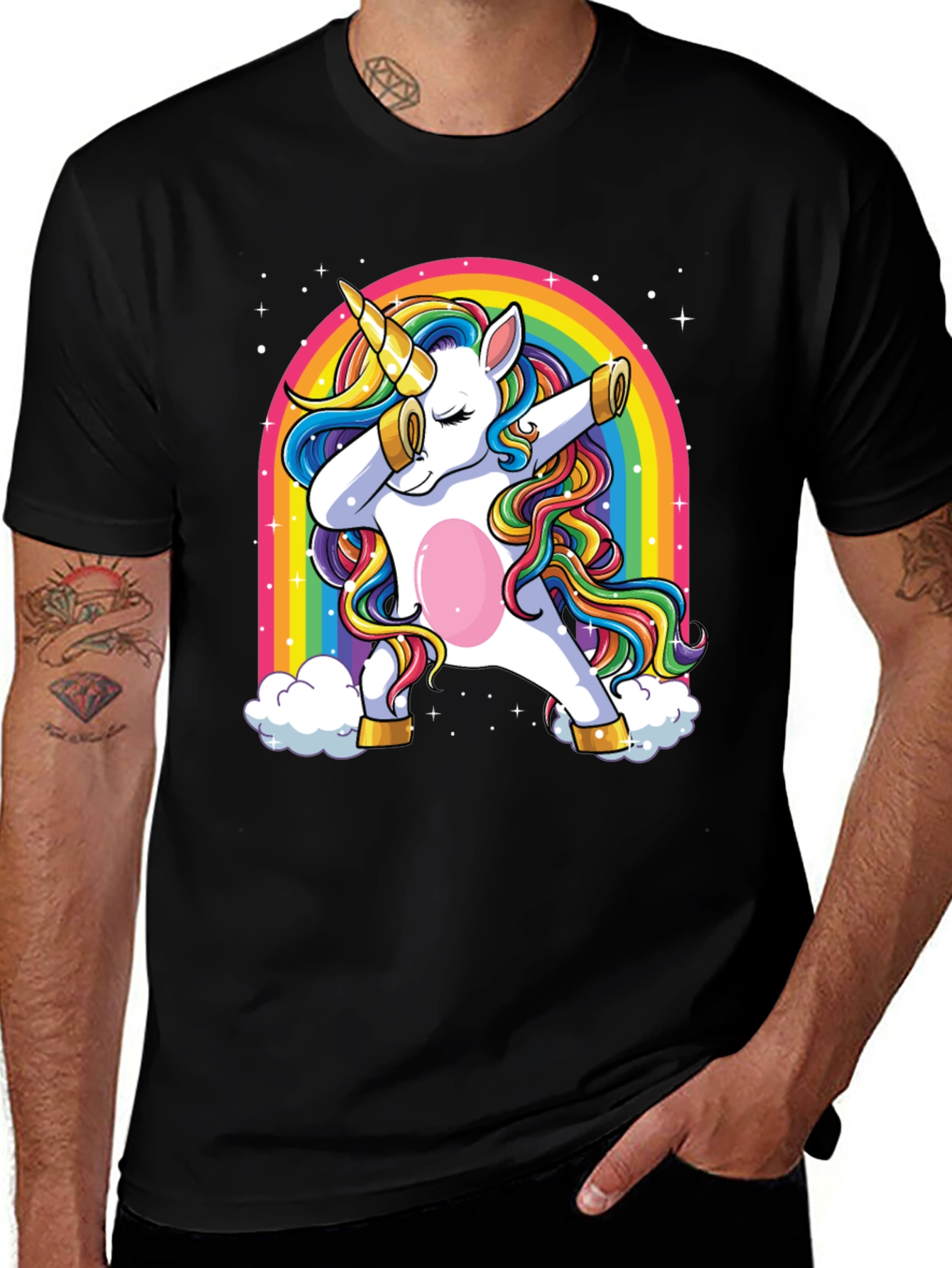 Variant 10 of Dabbing Unicorn Rainbow T-Shirt - Cute Graphic Tee