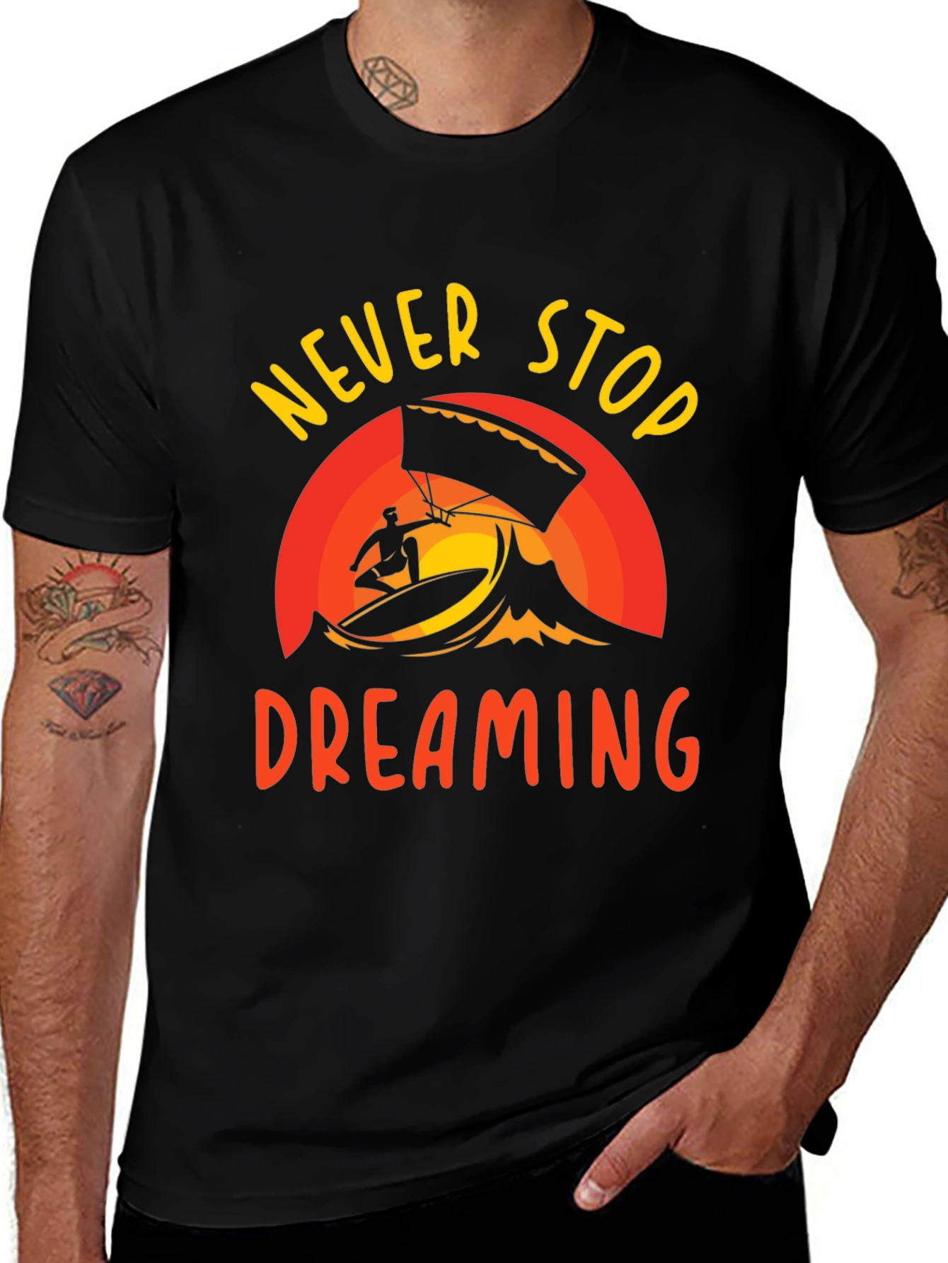 Variant 11 of Never Stop Dreaming Black Graphic Tee