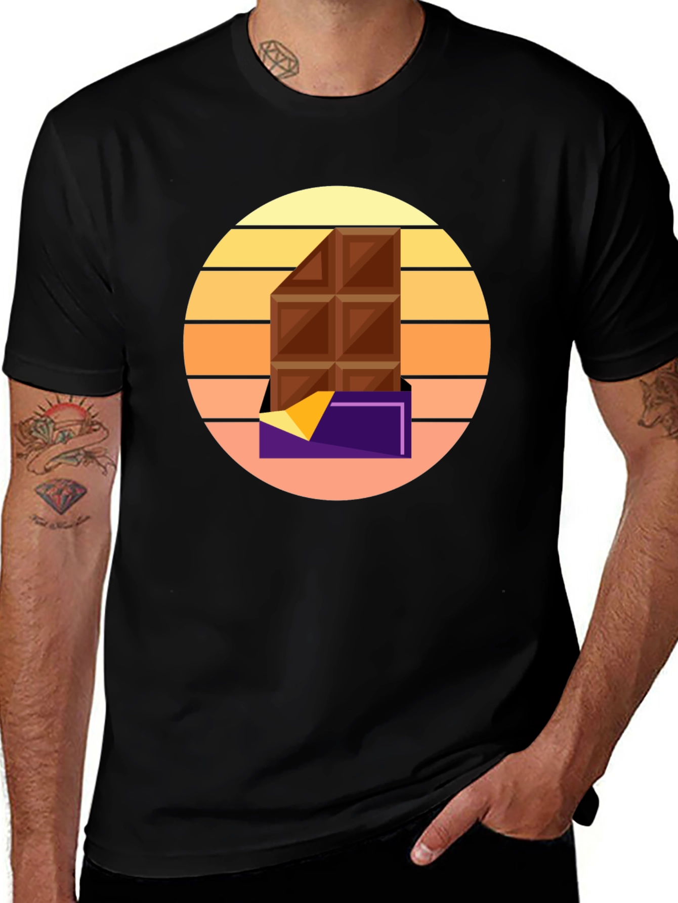 Variant 30 of Chocolate Bar Graphic Tee - Retro Sunset Style