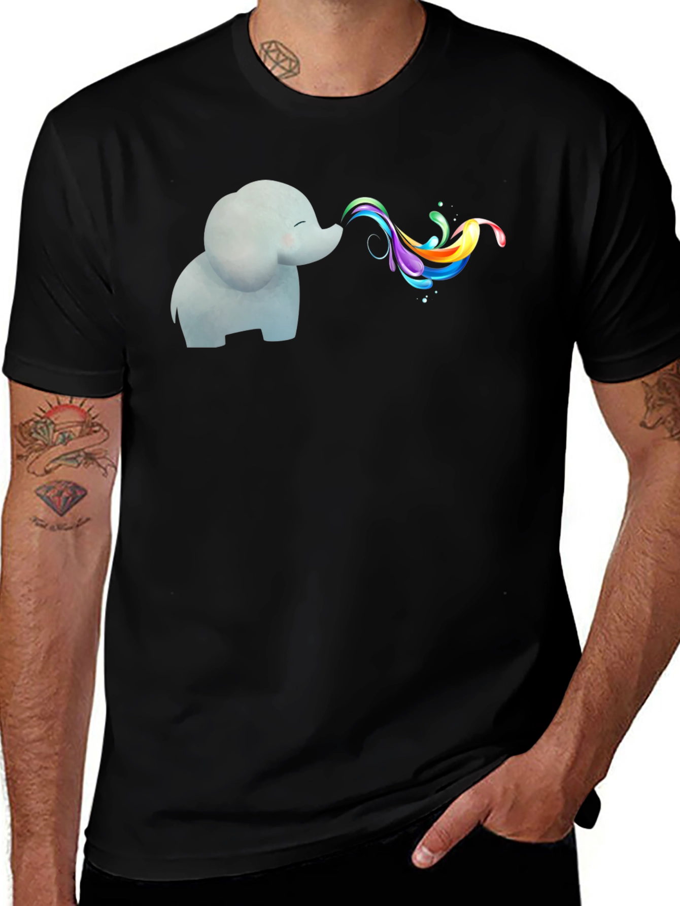 Variant 26 of Elephant Rainbow T-Shirt - Whimsical Graphic Tee