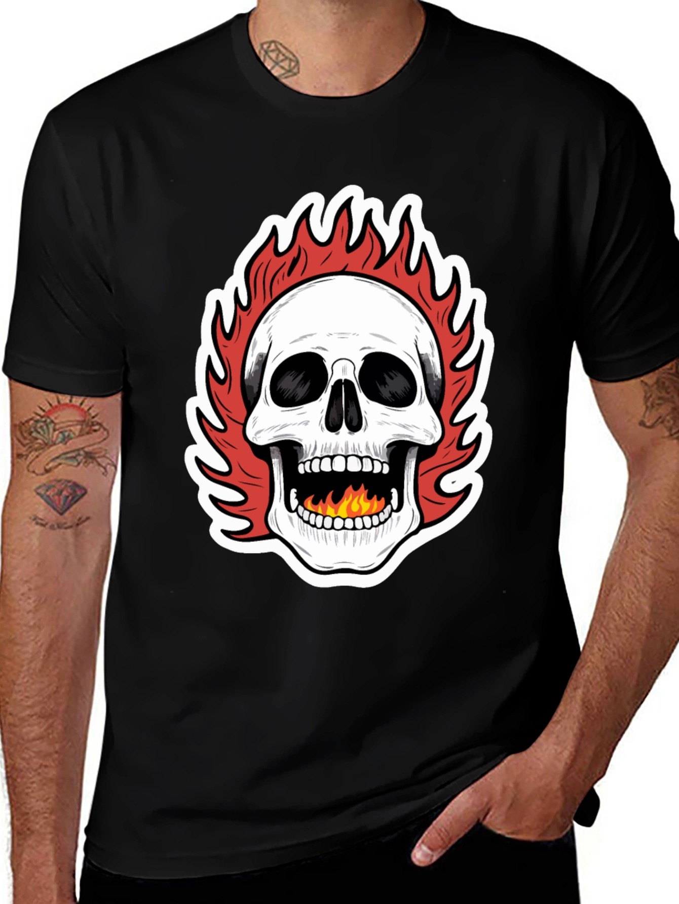 Variant 22 of Fiery Skull Graphic Tee - Bold Statement Piece