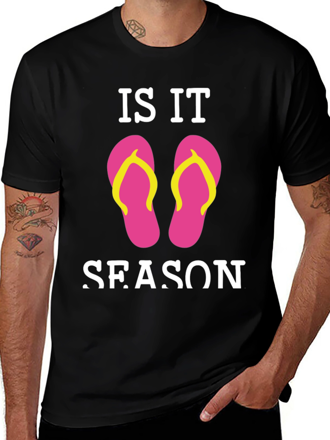 Variant 29 of Is It Flip Flop Season Black T-Shirt