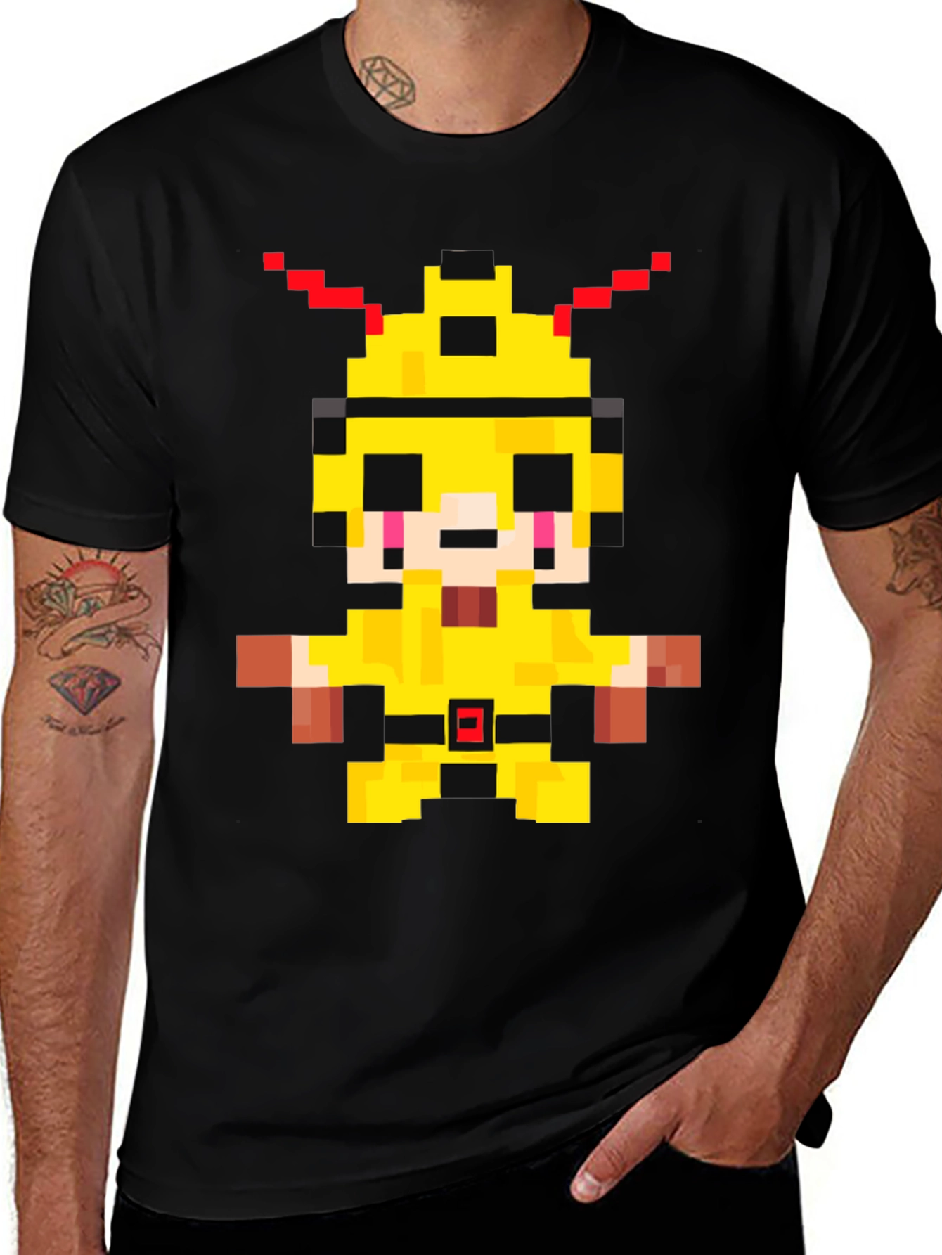 Variant 6 of Pixelated Yellow Character Graphic T-Shirt