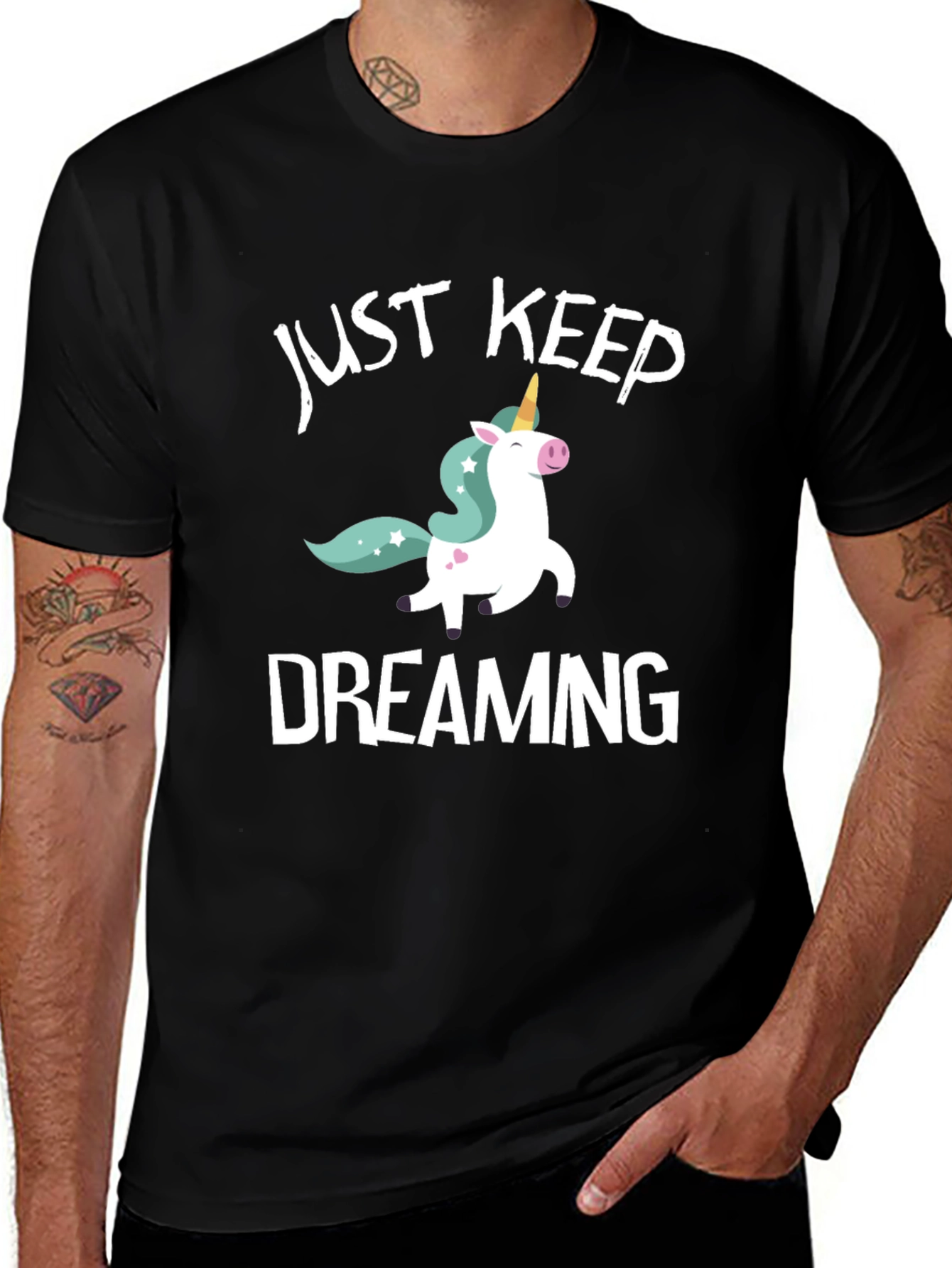 Variant 4 of Just Keep Dreaming Unicorn Graphic T-Shirt