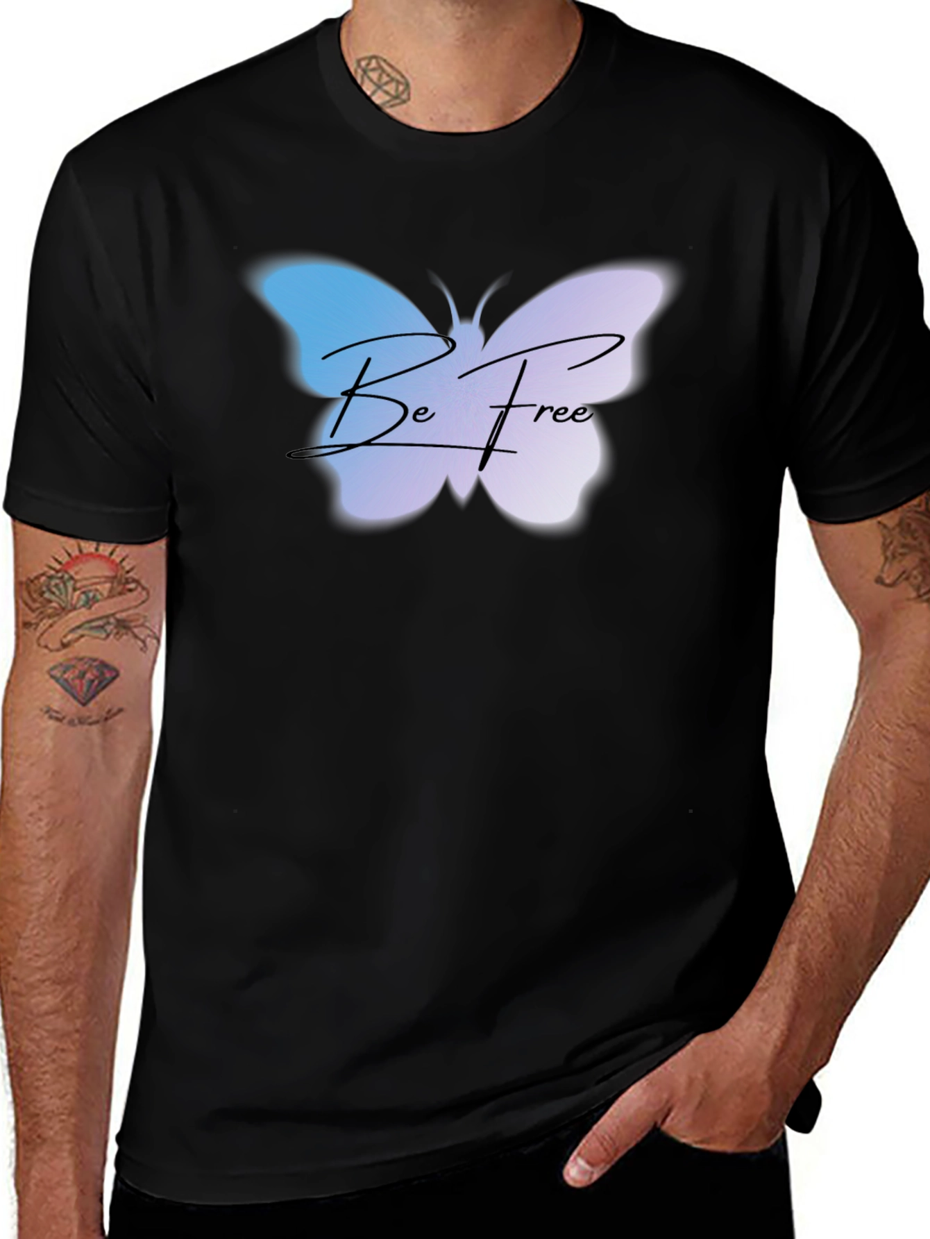 Variant 11 of Be Free Butterfly Graphic Tee - Black