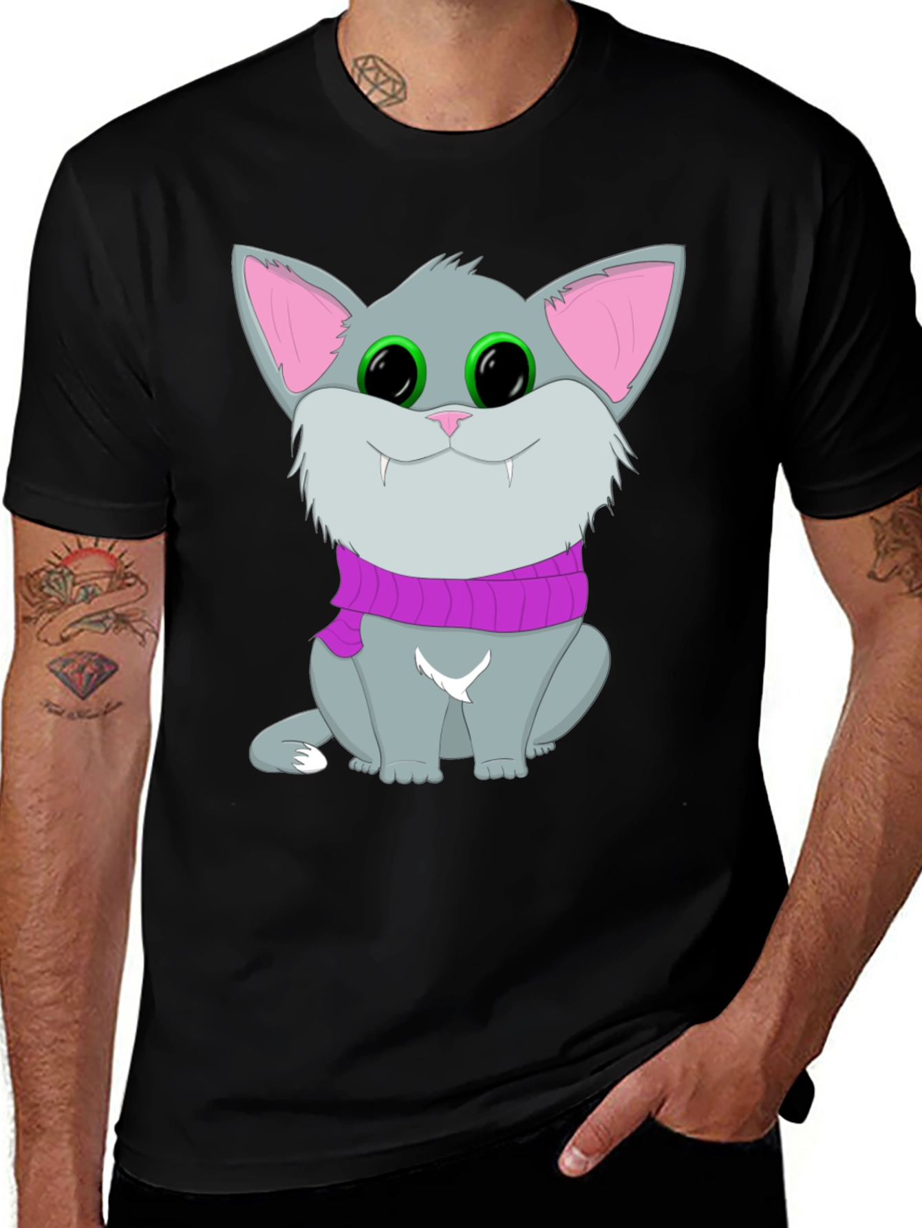 Variant 29 of Cute Cat T-Shirt - Black, Graphic Tee, Animal Lover