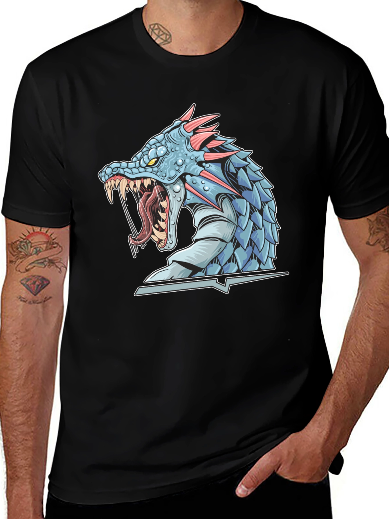 Black Dragon Graphic Tee - Black Cotton Shirt main image