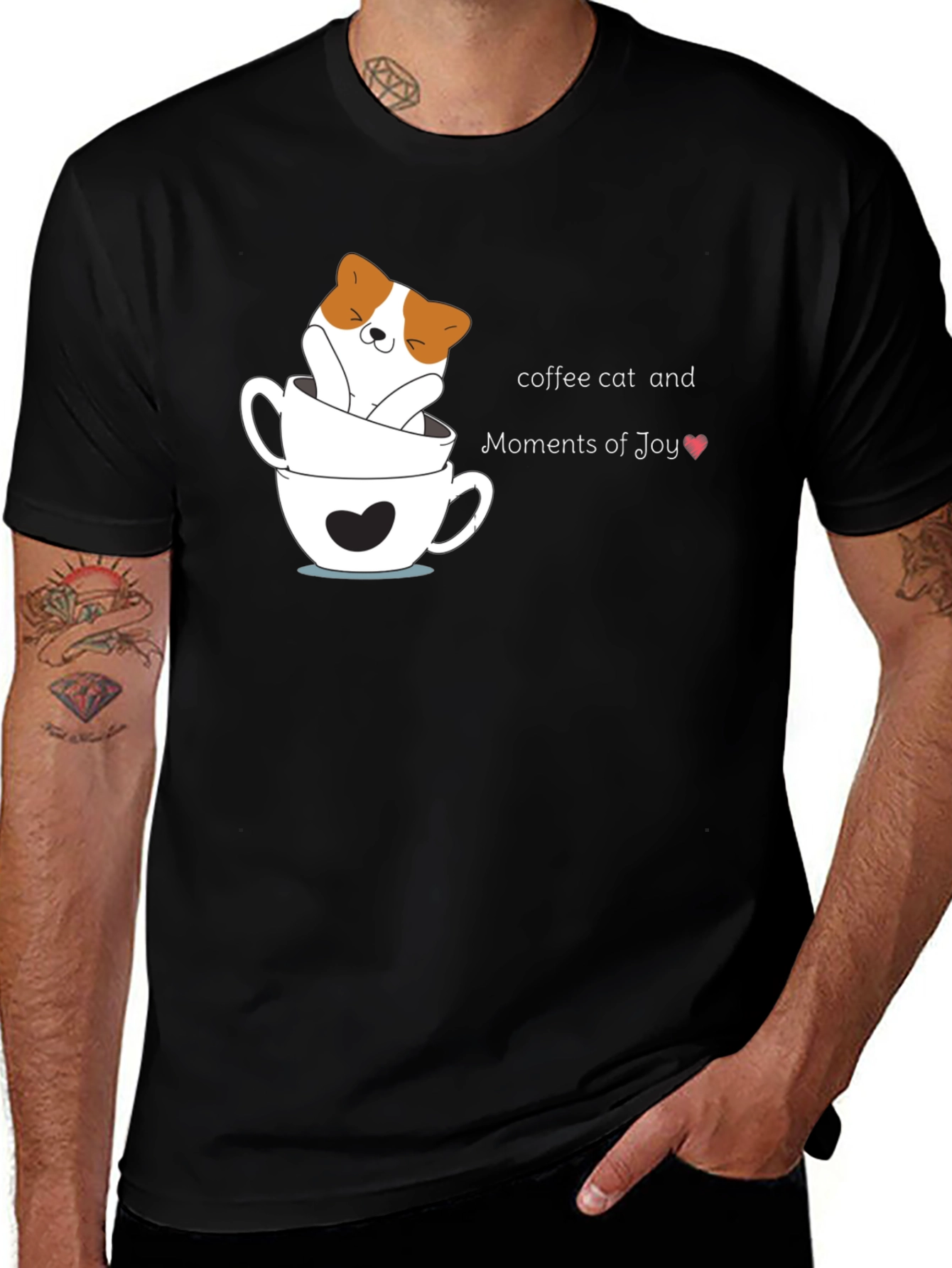 Variant 23 of Coffee Cat Moments of Joy Black T-Shirt