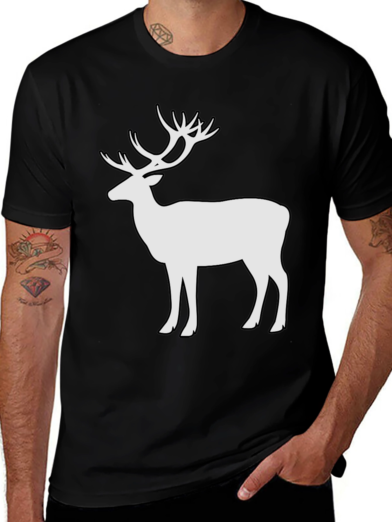 Variant 13 of Black Deer Graphic Tee - Men's Casual Shirt