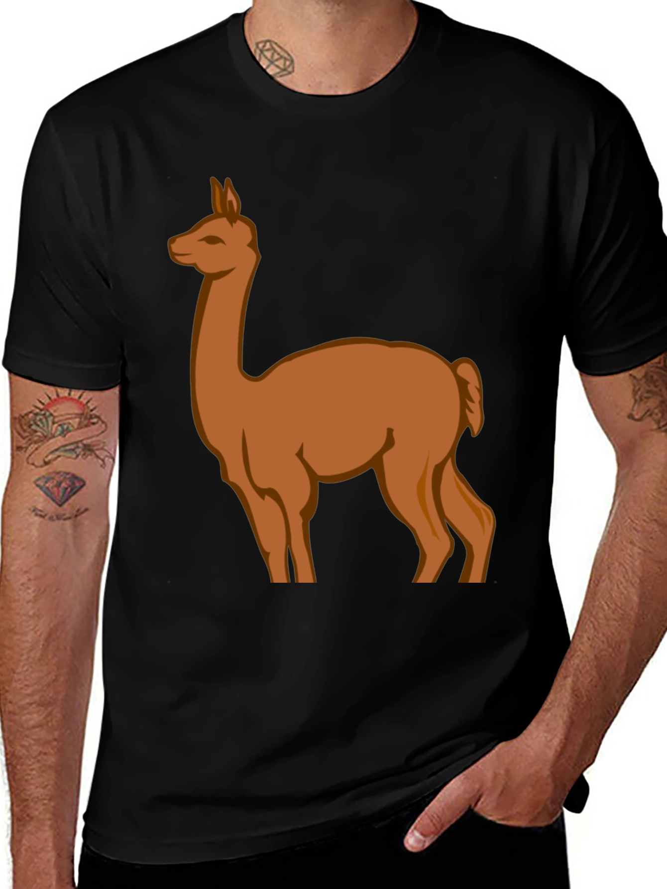 Black Llama Graphic Tee - Black Cotton Blend main image