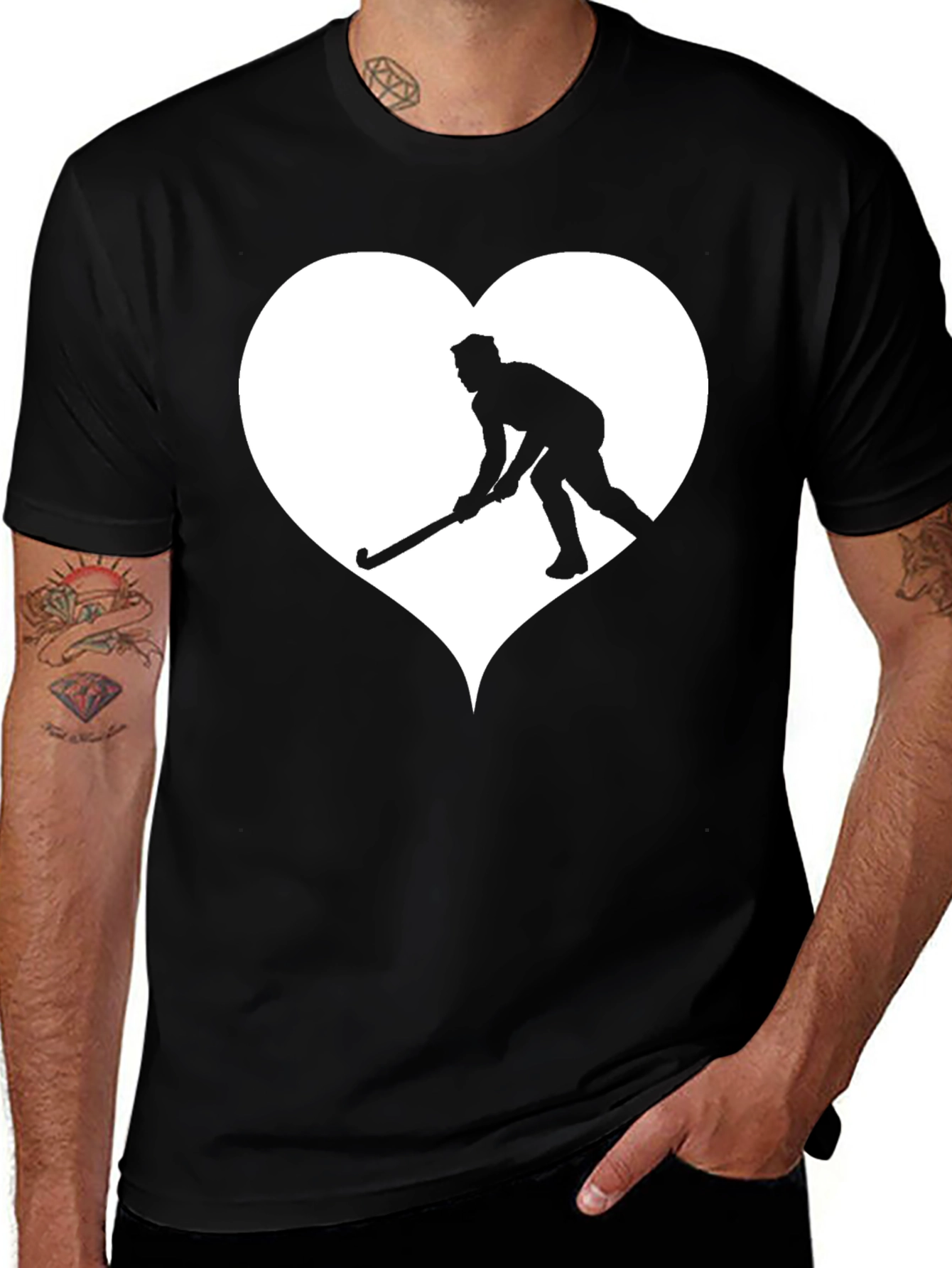 Variant 11 of Hockey Love Heart T-Shirt - Black