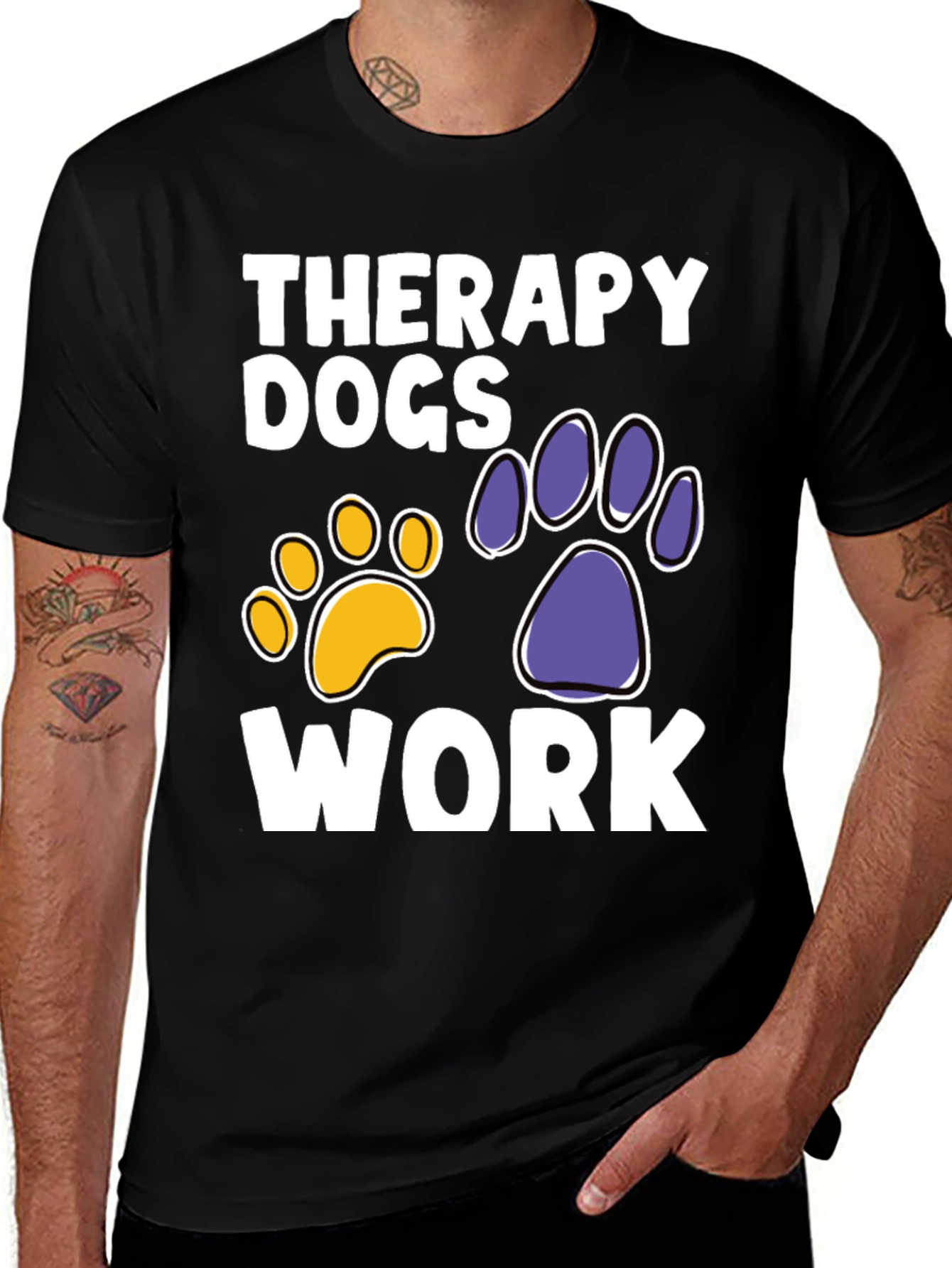 Variant 25 of Therapy Dogs Work T-Shirt Paw Print Graphic Tee