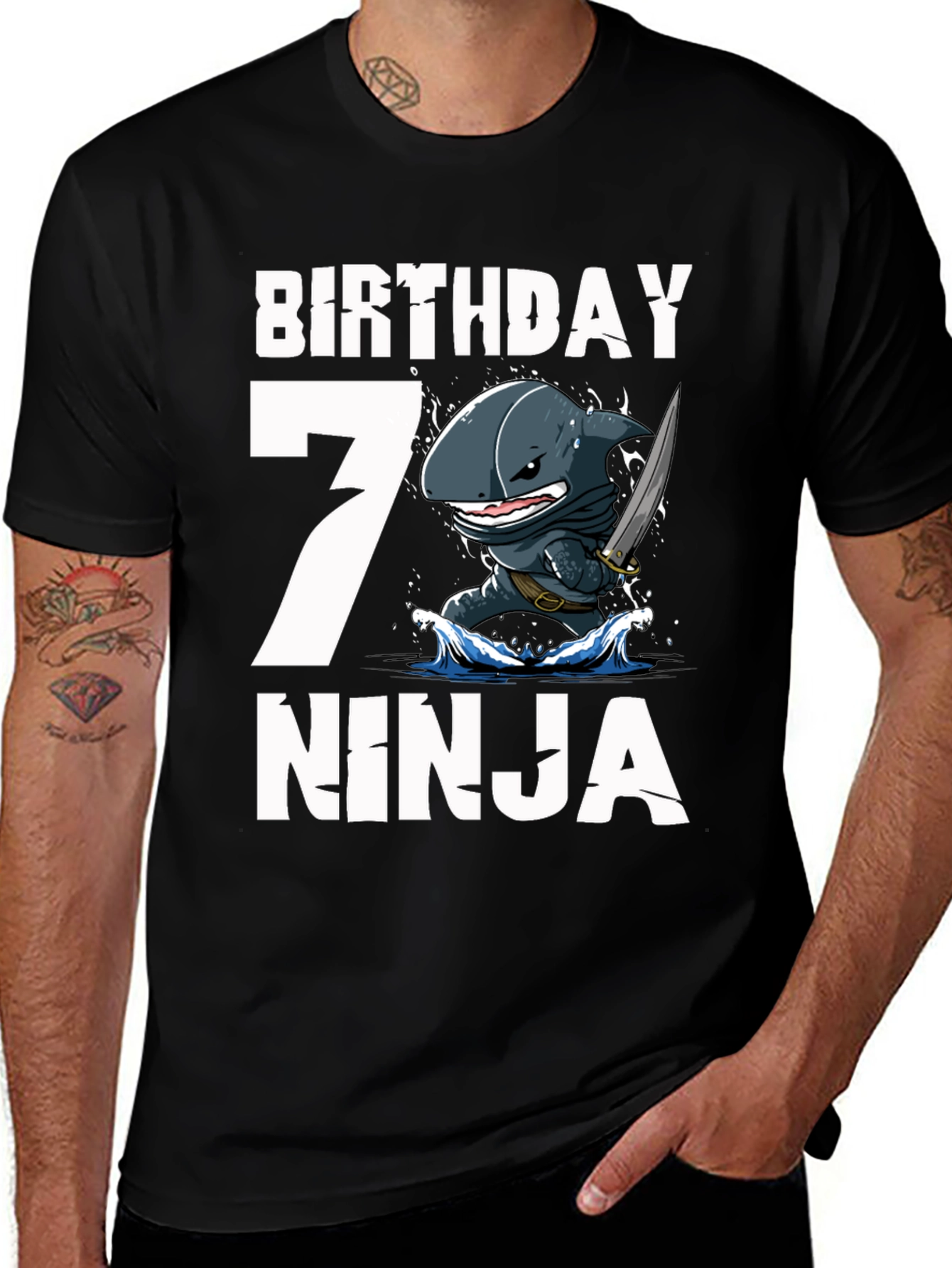 Black Birthday 7 Ninja Shark T-Shirt main image