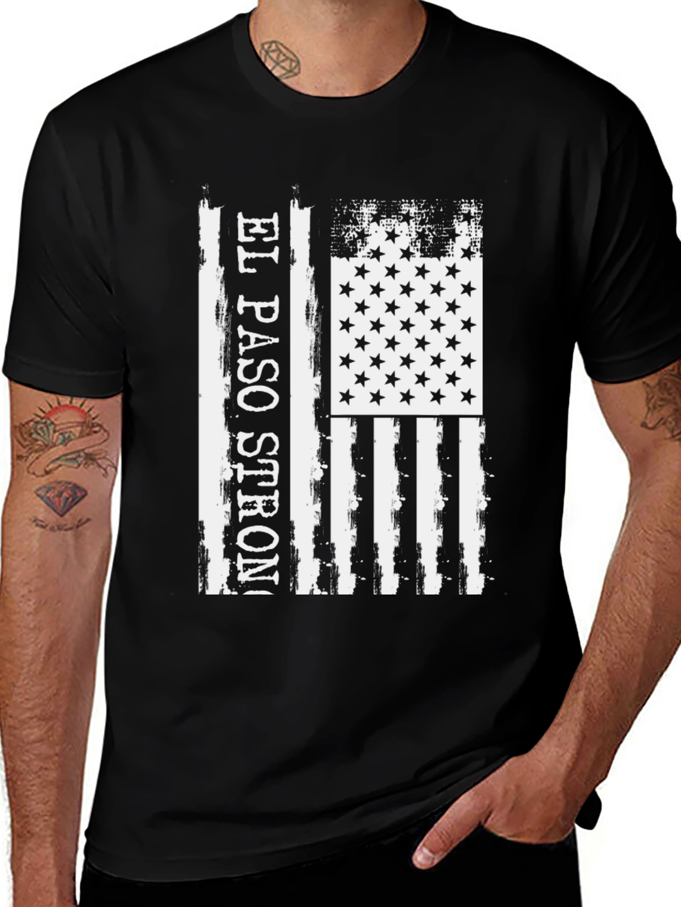 El Paso Strong American Flag Distressed T-Shirt