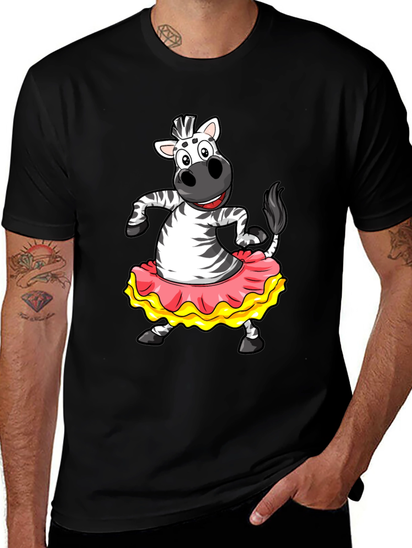Variant 5 of Zebra Tutu Graphic Tee - Fun & Stylish Black T-Shirt