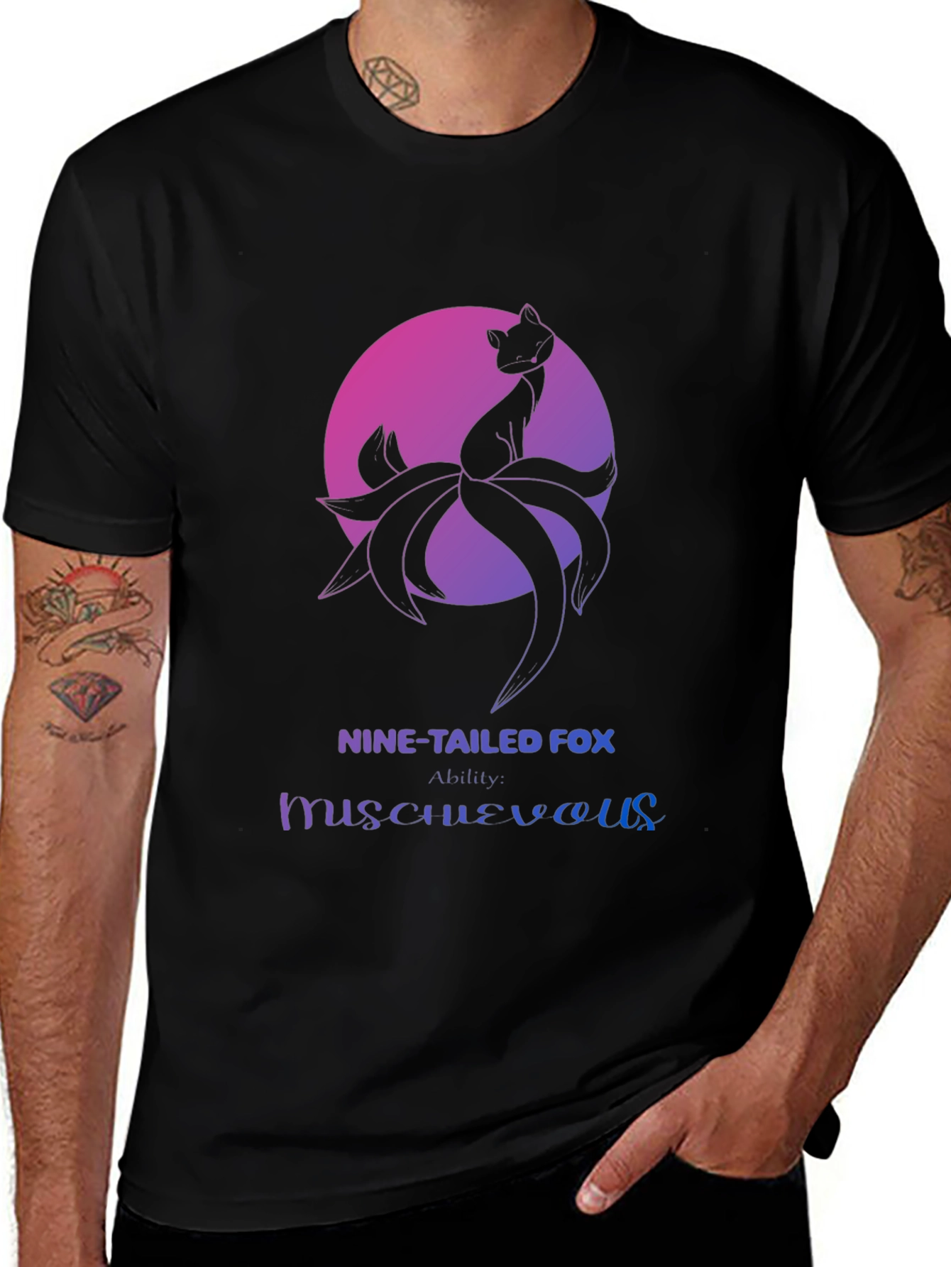 Variant 11 of Nine-Tailed Fox Mischievous Graphic Tee