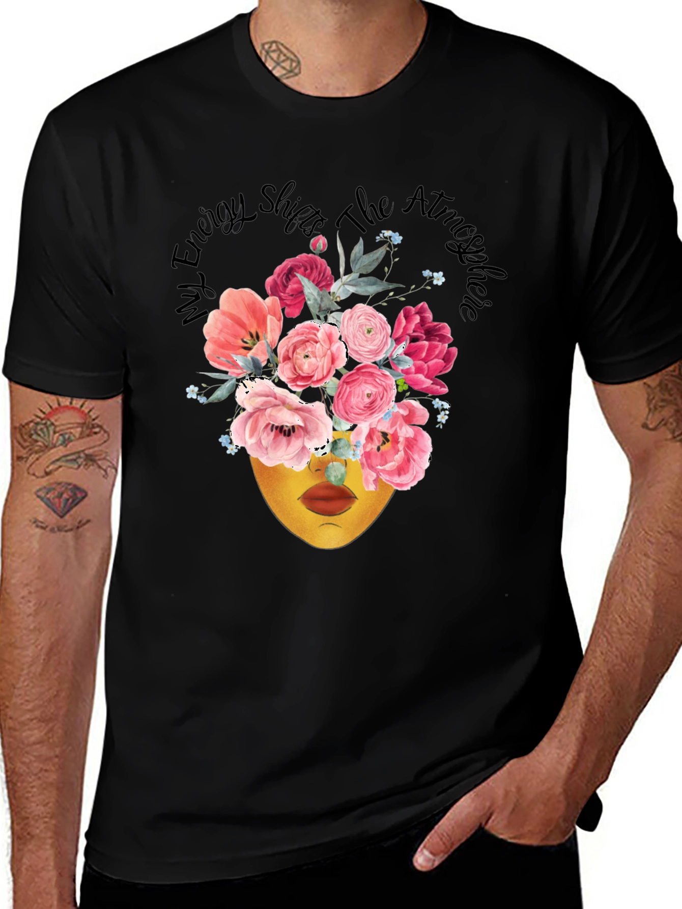 Variant 22 of Floral Energy Shift T-Shirt - Black