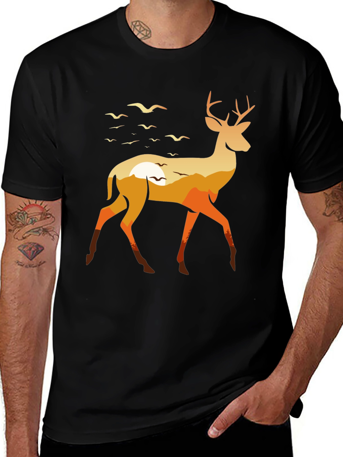 Black Nature Deer Graphic Tee - Stylish & Unique main image