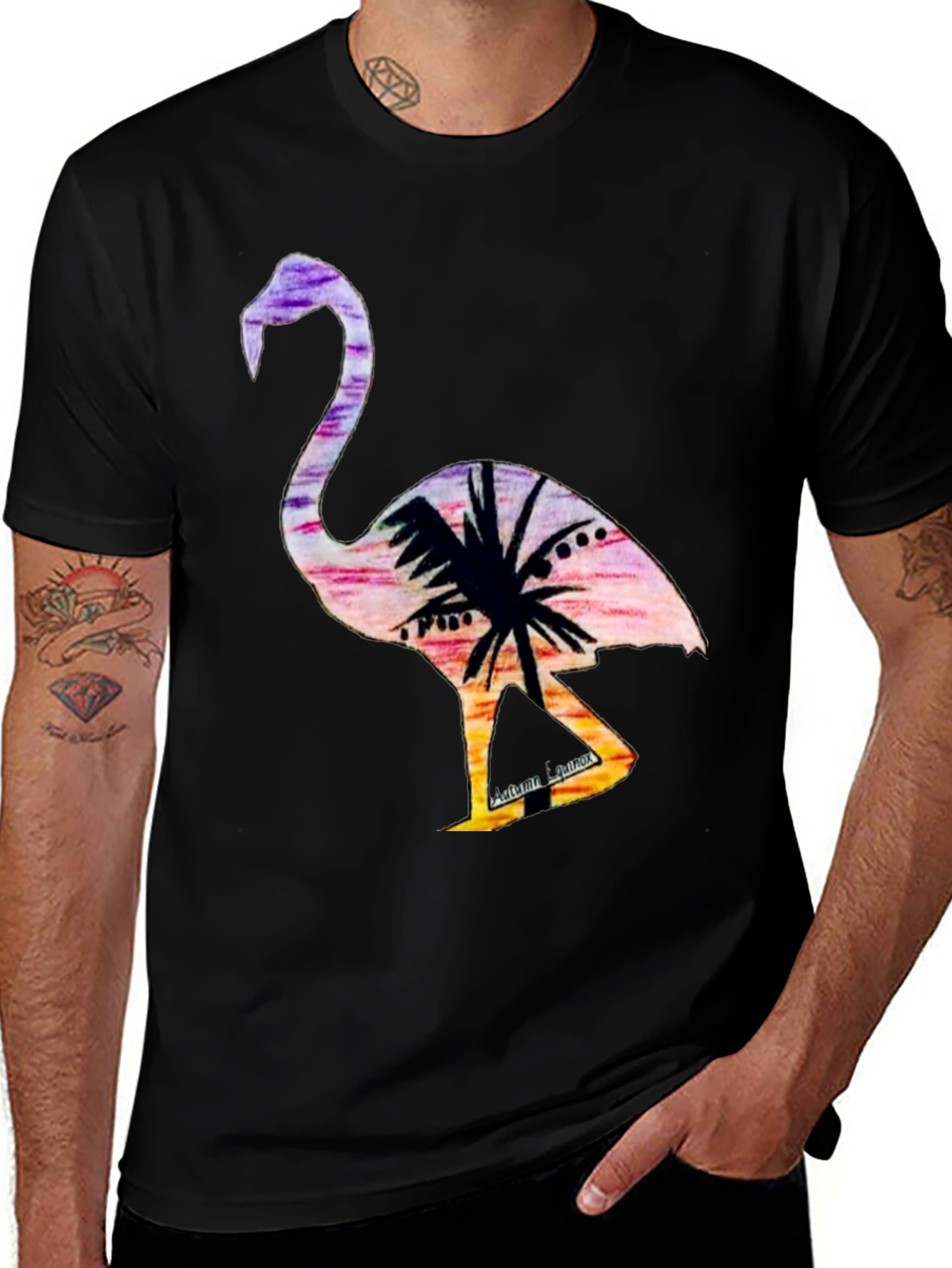 Tropical Flamingo Graphic Tee - Sunset Vibes