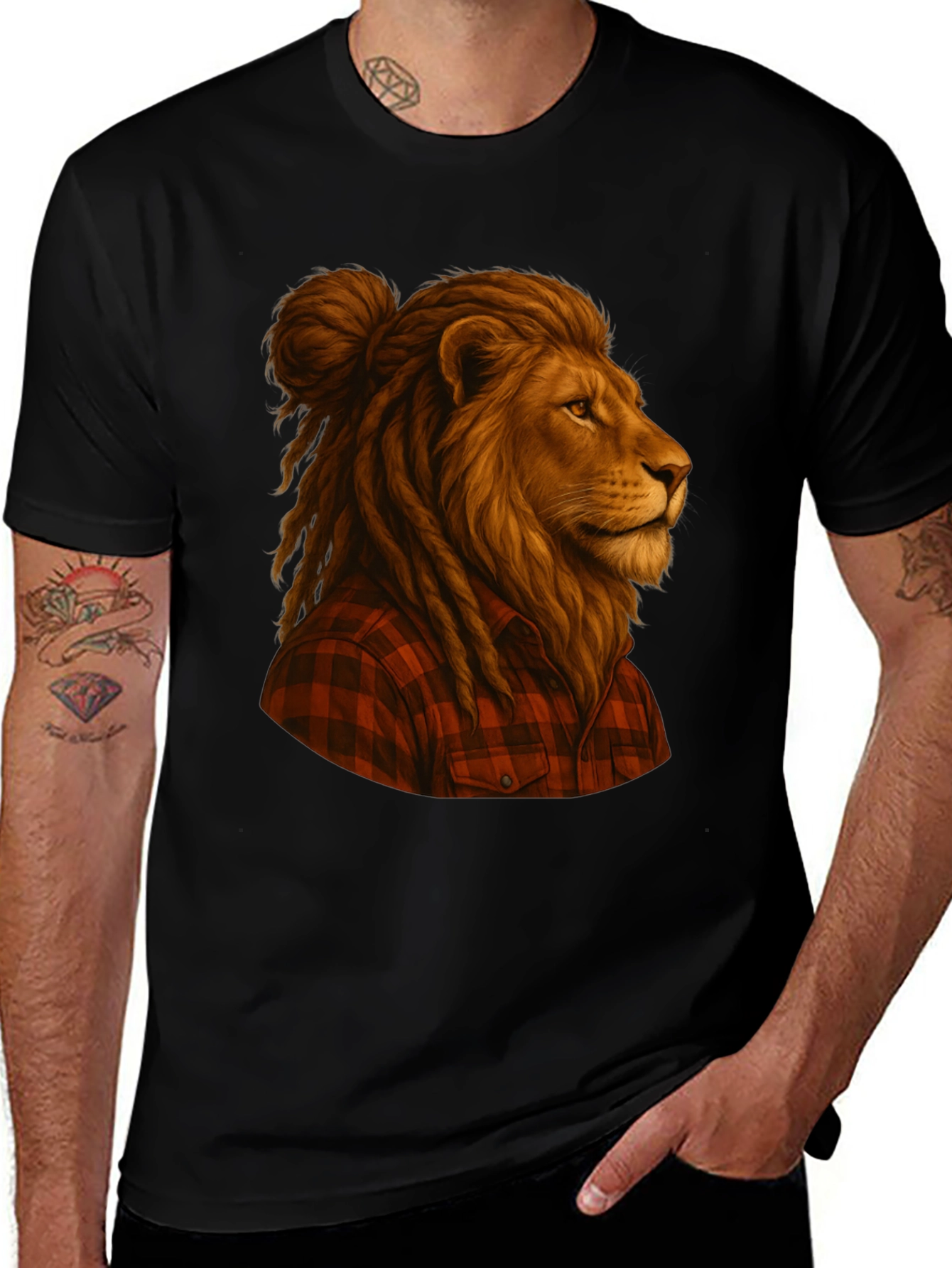 Variant 3 of Lion with Dreadlocks Graphic Tee - Unique Style