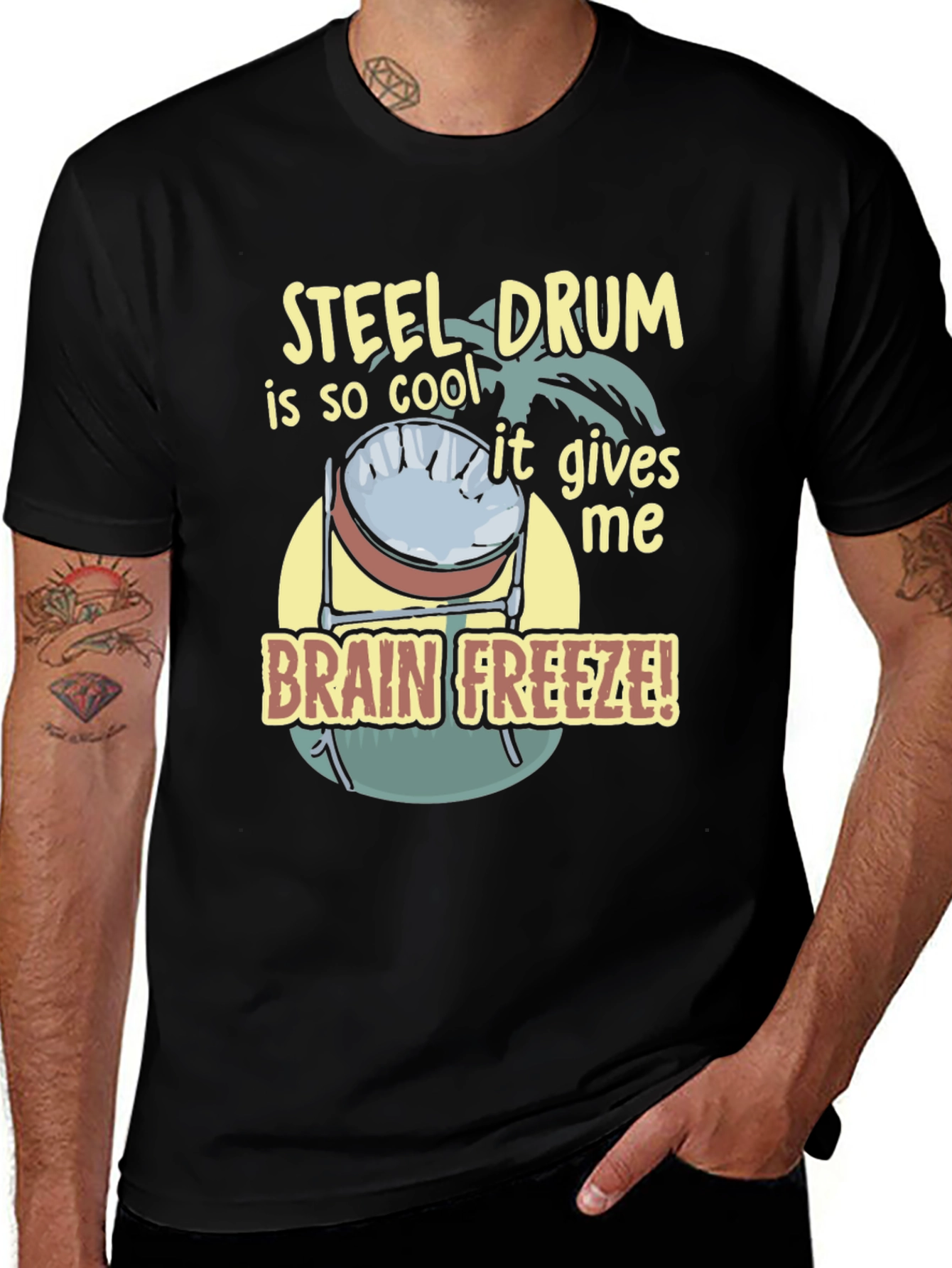 Variant 27 of Steel Drum Brain Freeze T-Shirt: Island Vibes