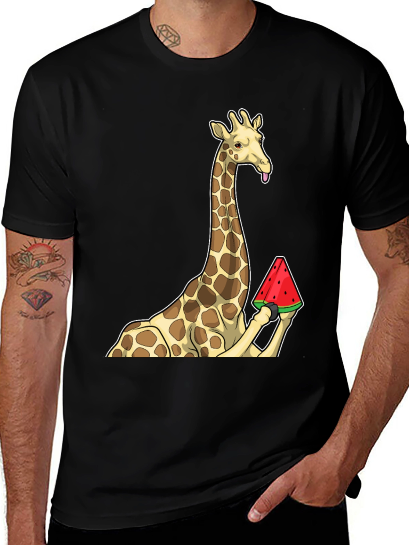 Variant 6 of Giraffe Watermelon Graphic T-Shirt - Unique Design!