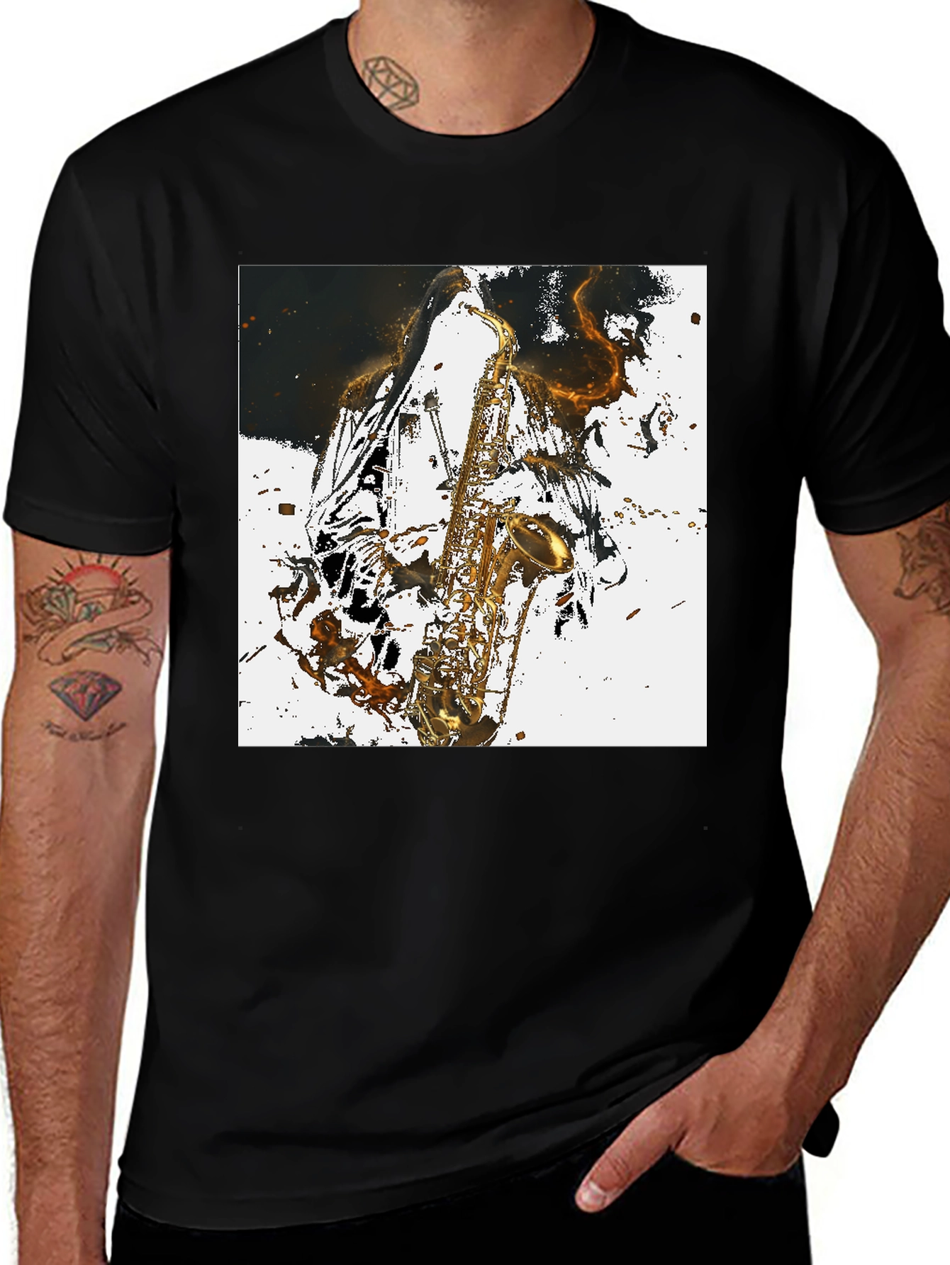 Variant 4 of Abstract Saxophone Graphic T-Shirt