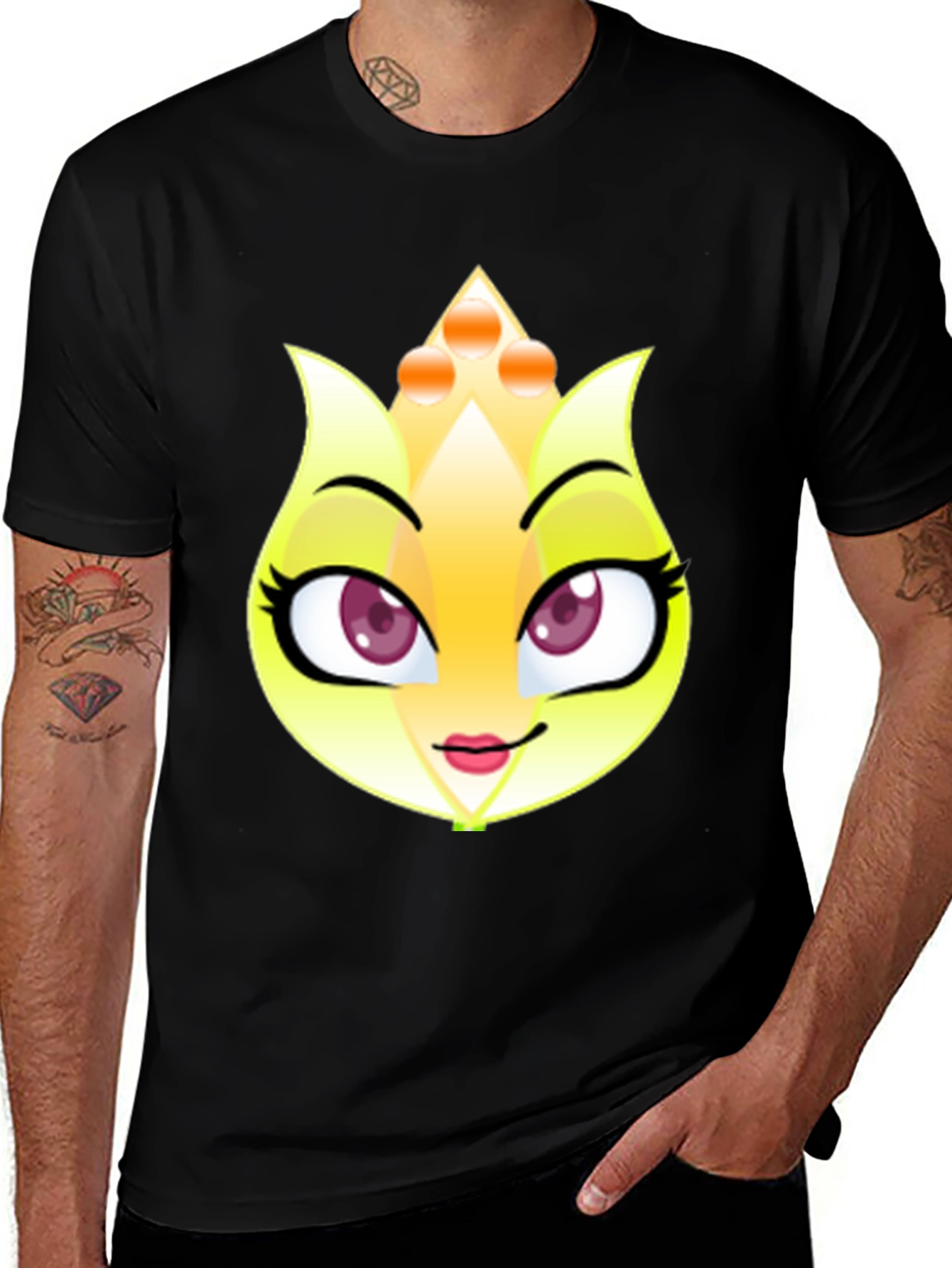 Variant 6 of Cartoon Face Black T-Shirt