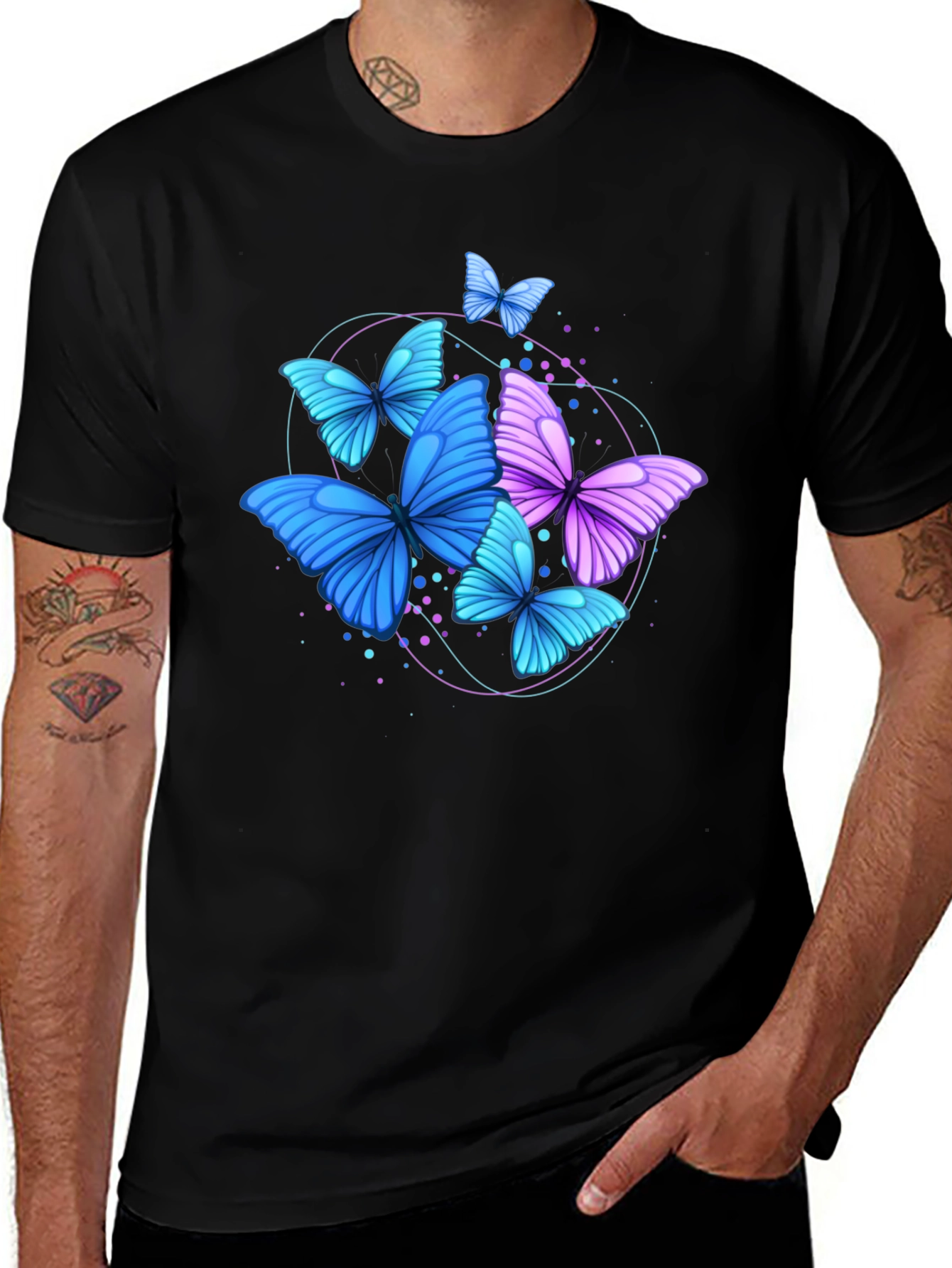 Variant 18 of Butterfly Graphic Print Crew Neck Men's T-Shirt