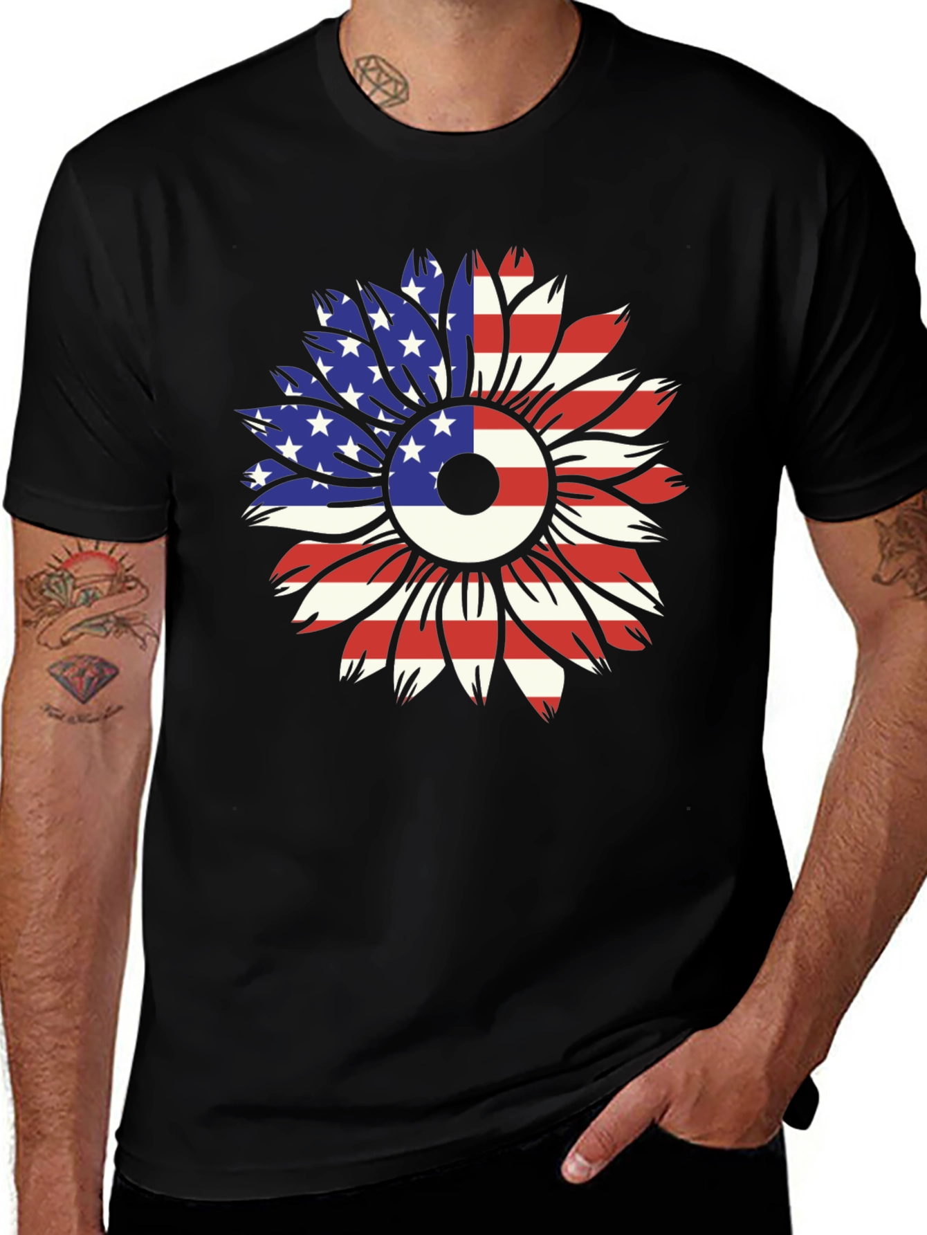 Variant 28 of USA Flag Sunflower Graphic Tee