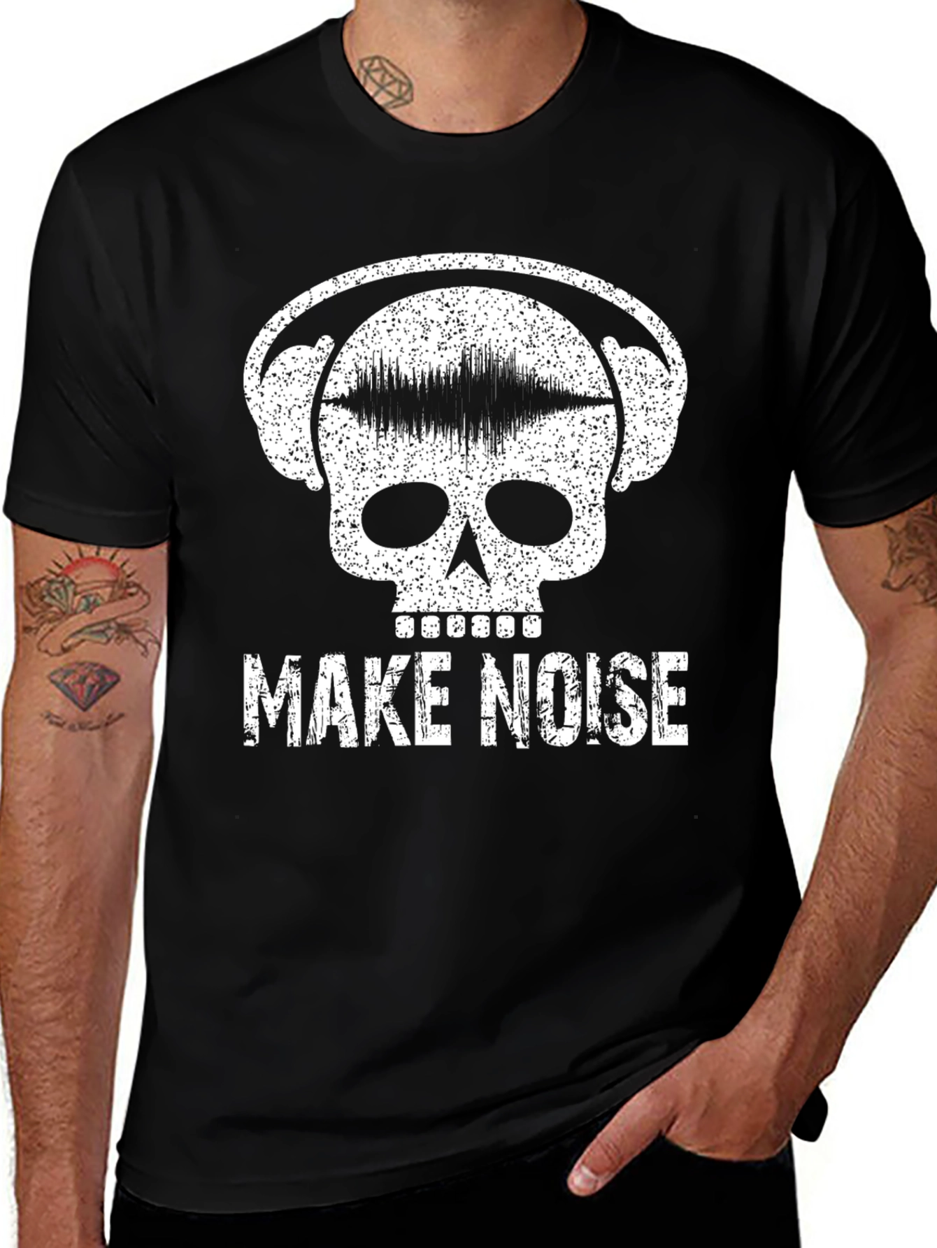 Variant 23 of Make Noise Skull Graphic T-Shirt - Cool Music Tee