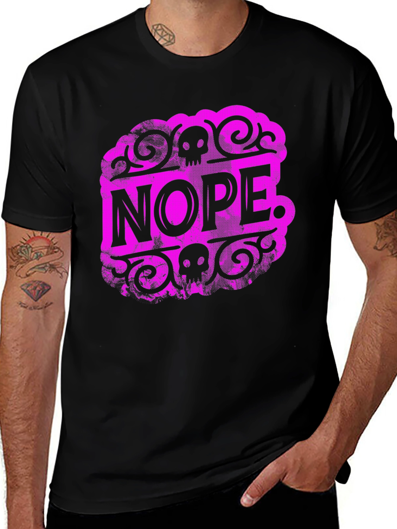 Variant 14 of Nope Skull Graphic T-Shirt - Black