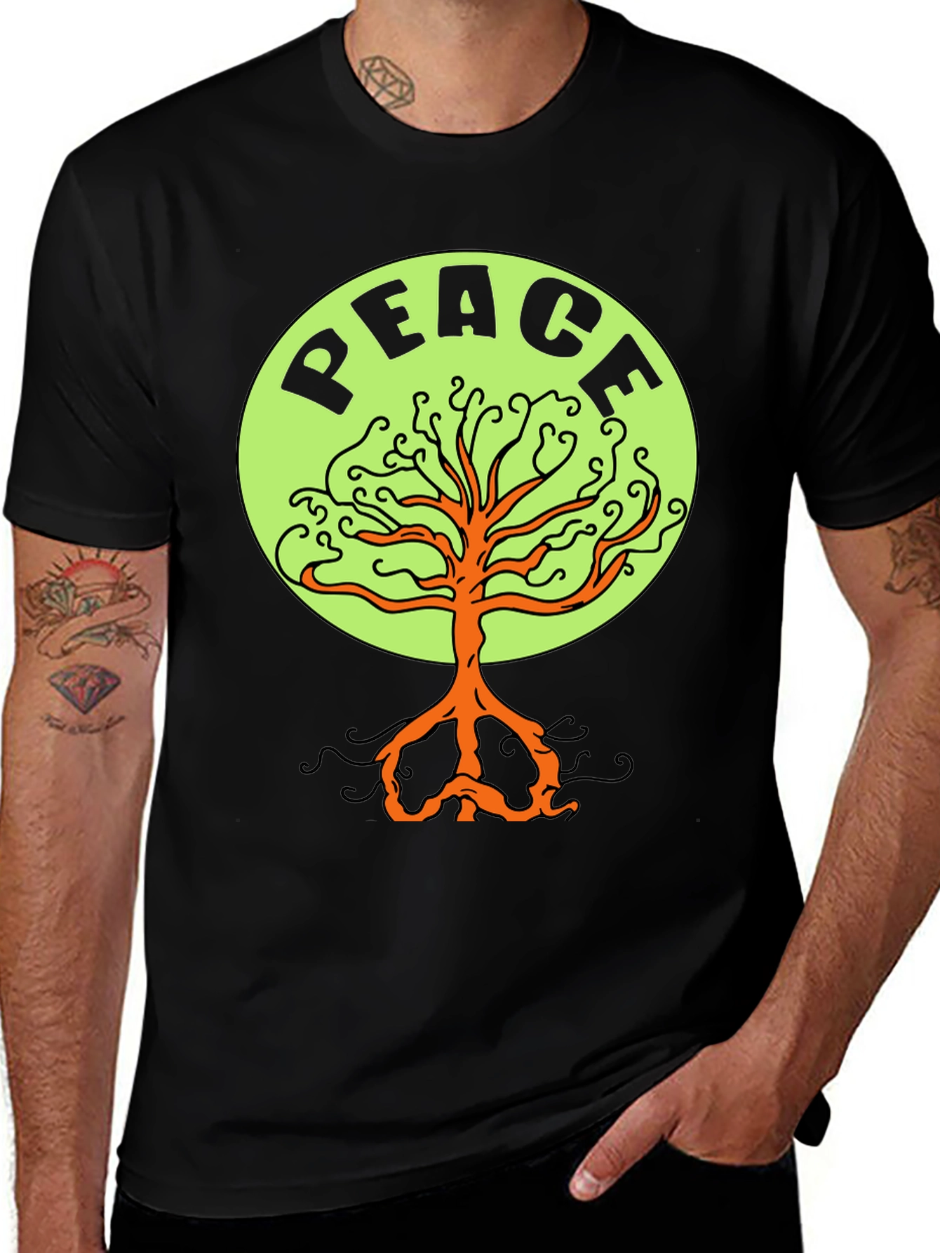 Variant 24 of Peace Tree Graphic Tee - Black