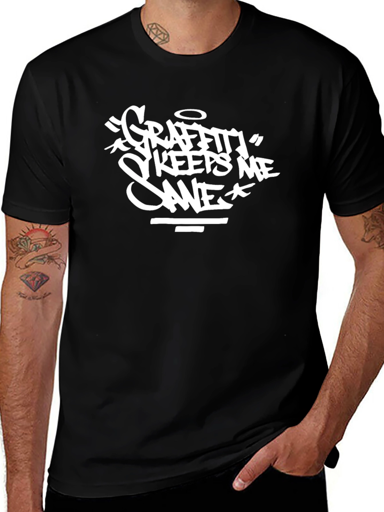 Variant 5 of Graffiti Keeps Me Sane Black T-Shirt