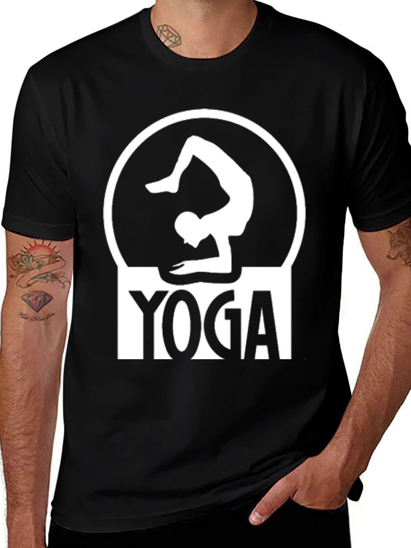 Variant 7 of Yoga Pose Graphic Tee - Black Cotton T-Shirt