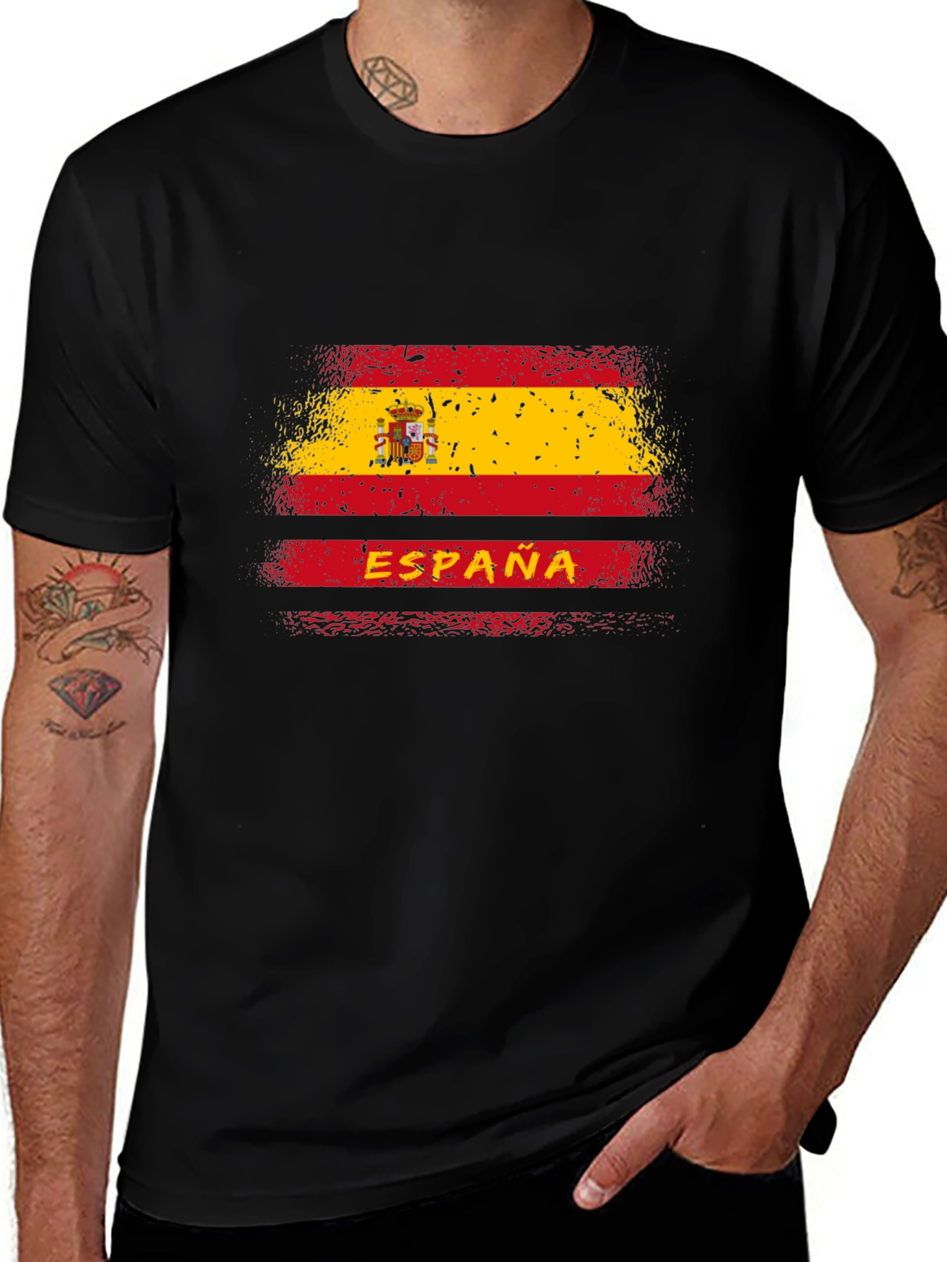 España Flag Graphic Tee - Distressed Spain T-Shirt