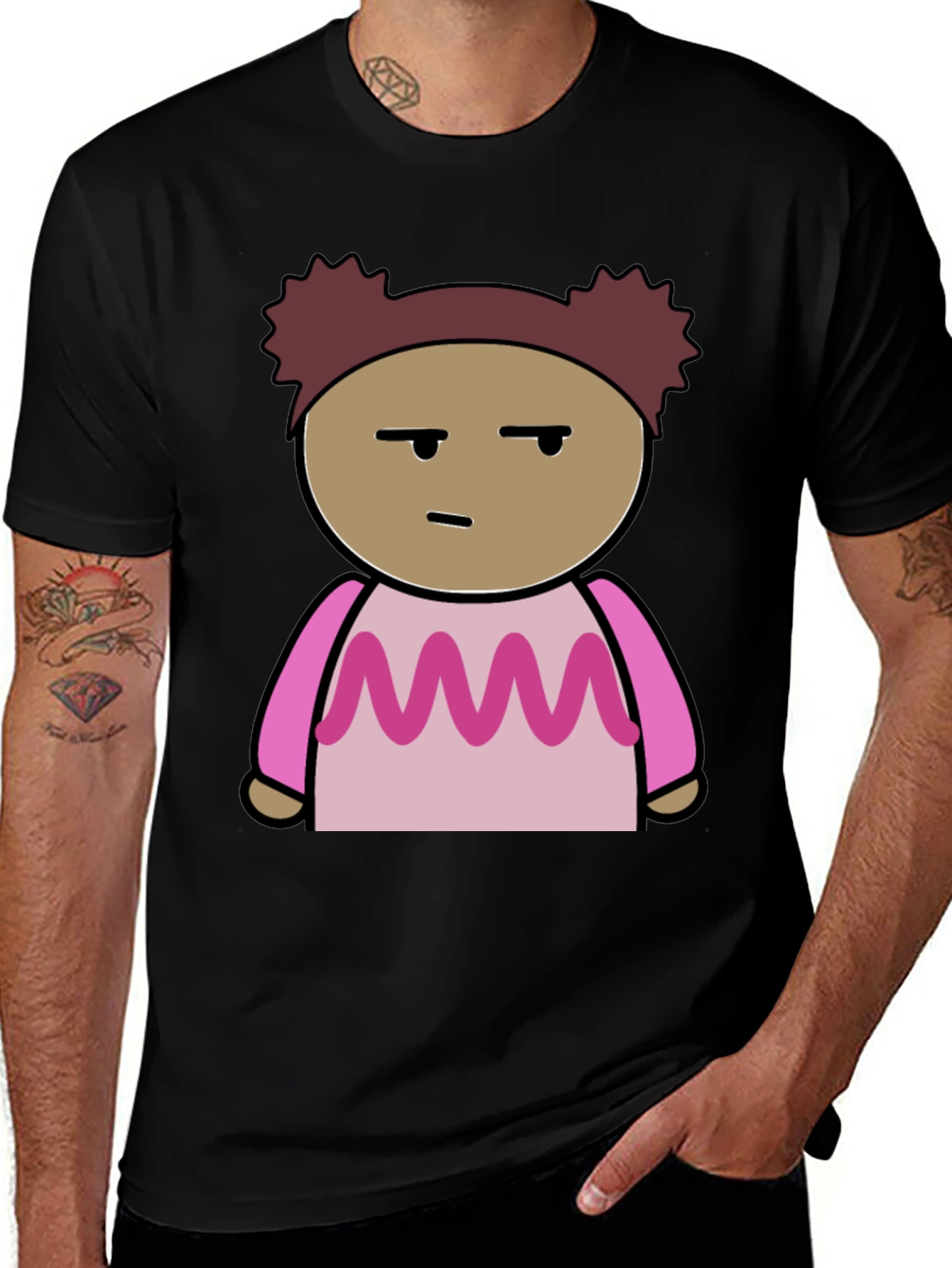 Variant 17 of Cartoon Character Graphic Tee - Black Unisex T-Shirt