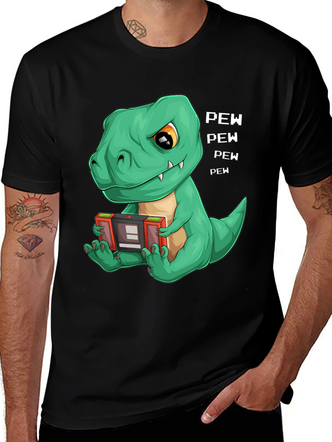 Variant 27 of Gamer Dino Graphic Tee - Cool T-Rex Playing Video Games